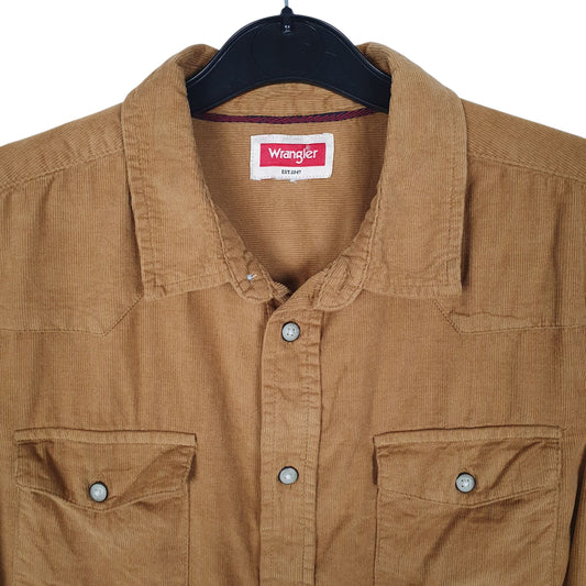 Mens Beige Wrangler Corduroy  Shirt