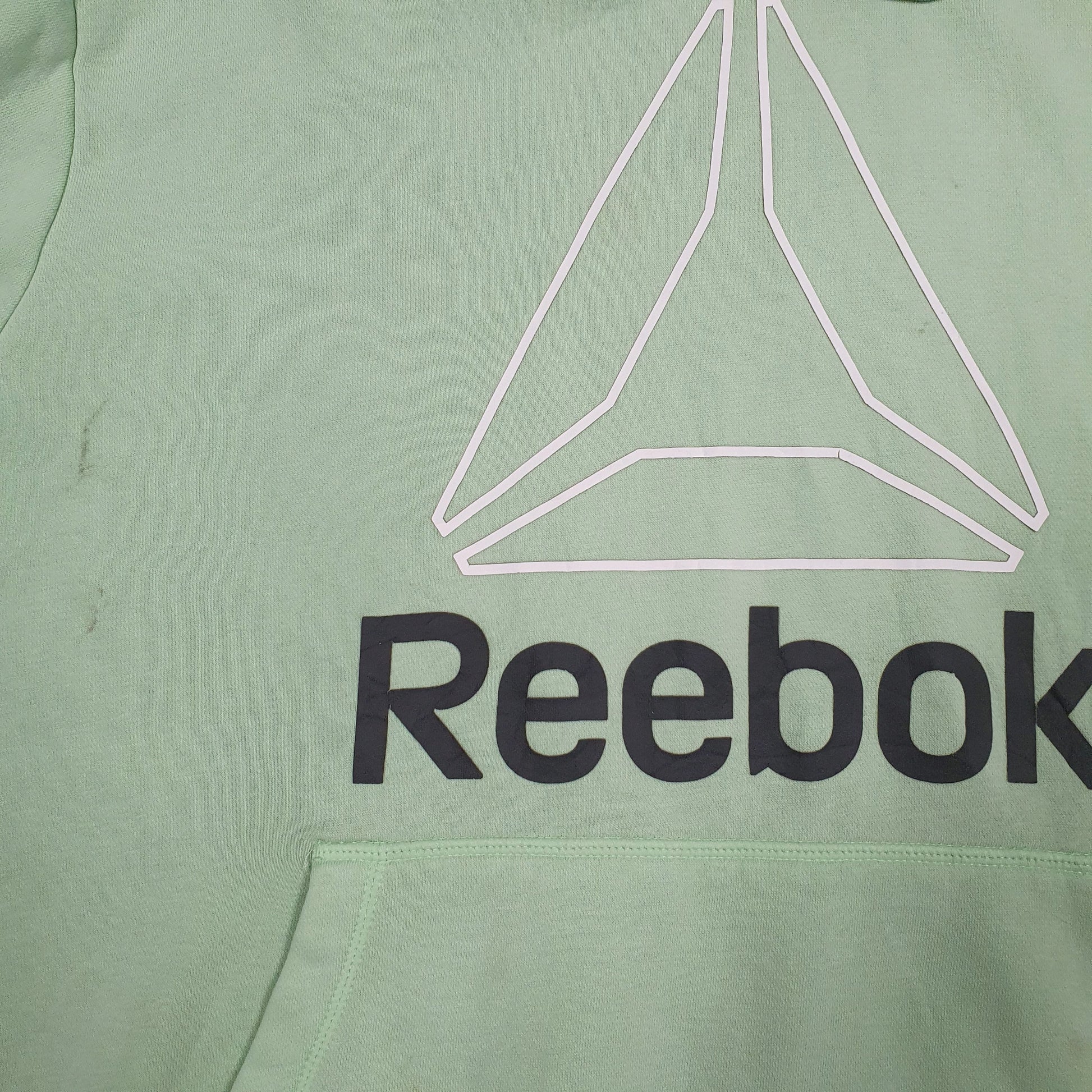 Mens Green Reebok Spellout Hoodie Jumper