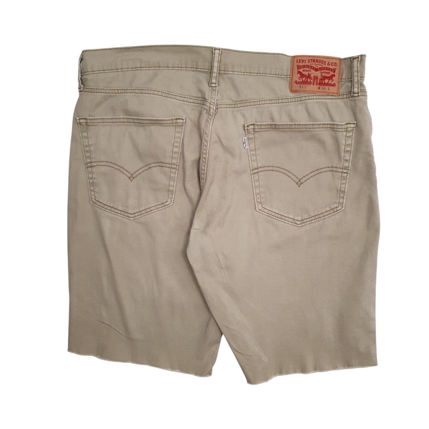 Mens Beige Levis 511 Cut Off Stretch  Shorts