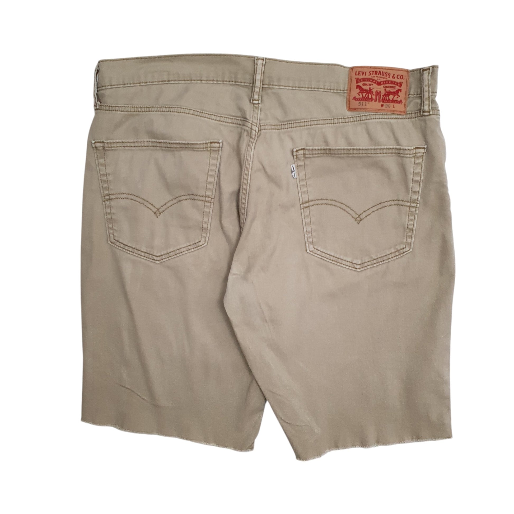 Mens Beige Levis 511 Cut Off Stretch  Shorts