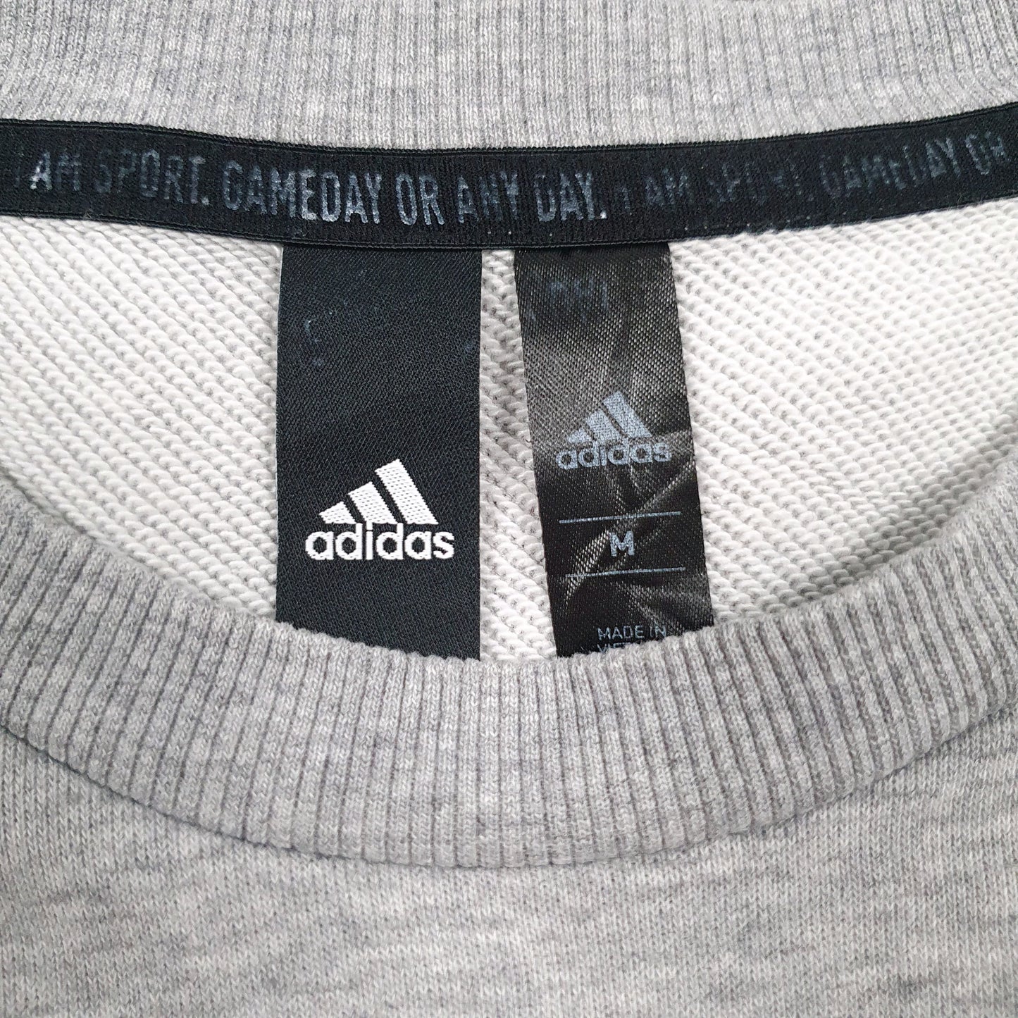 Mens Grey Adidas Spellout Crewneck Jumper