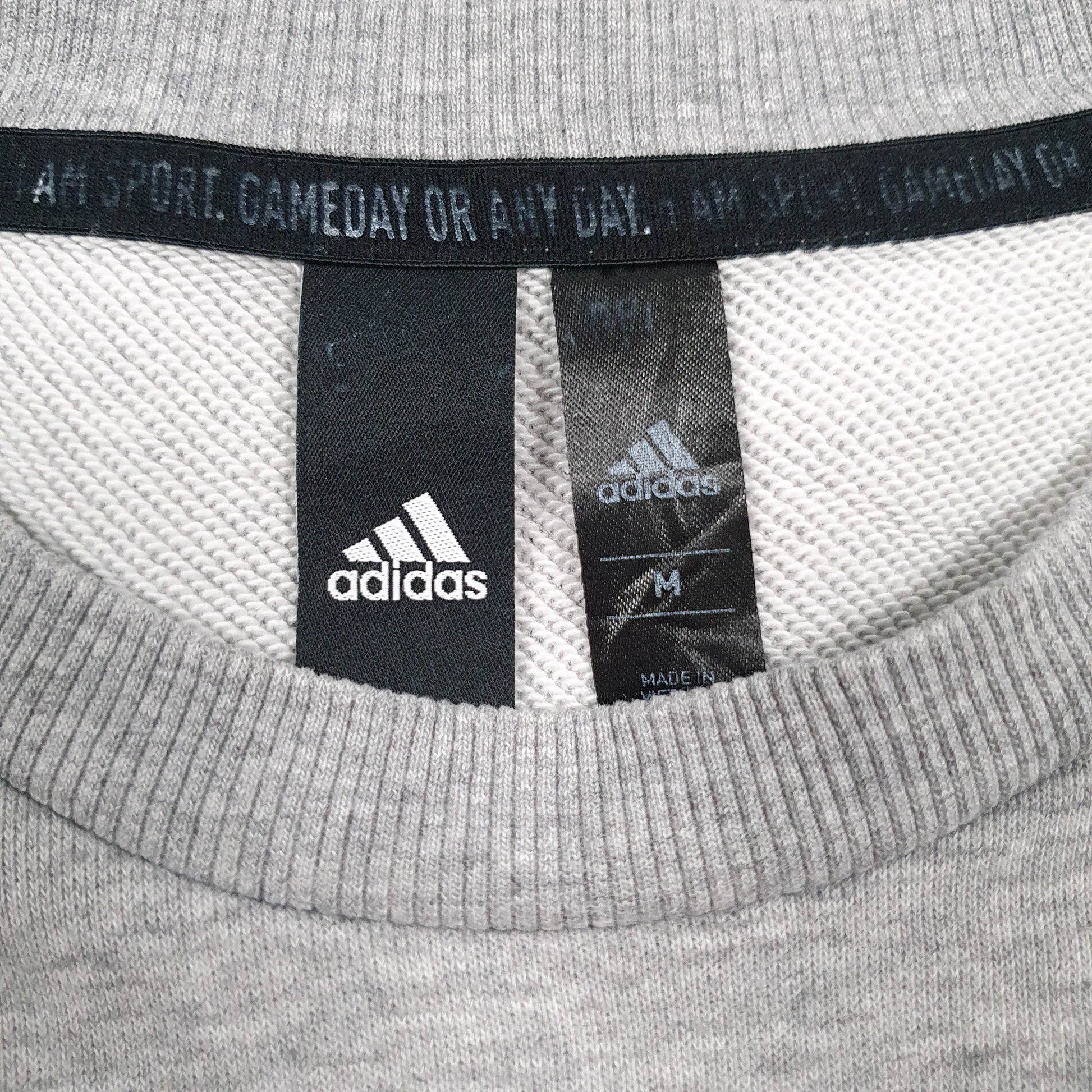 Mens Grey Adidas Spellout Crewneck Jumper