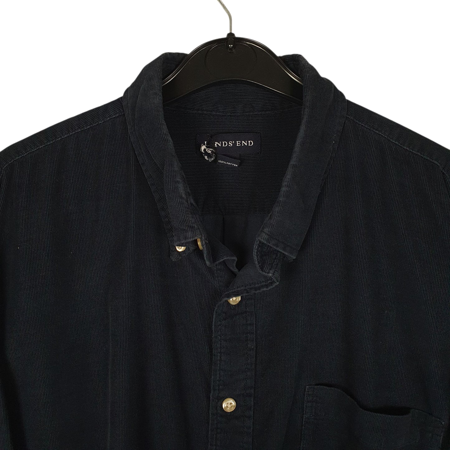 Mens Navy Lands End Corduroy  Shirt
