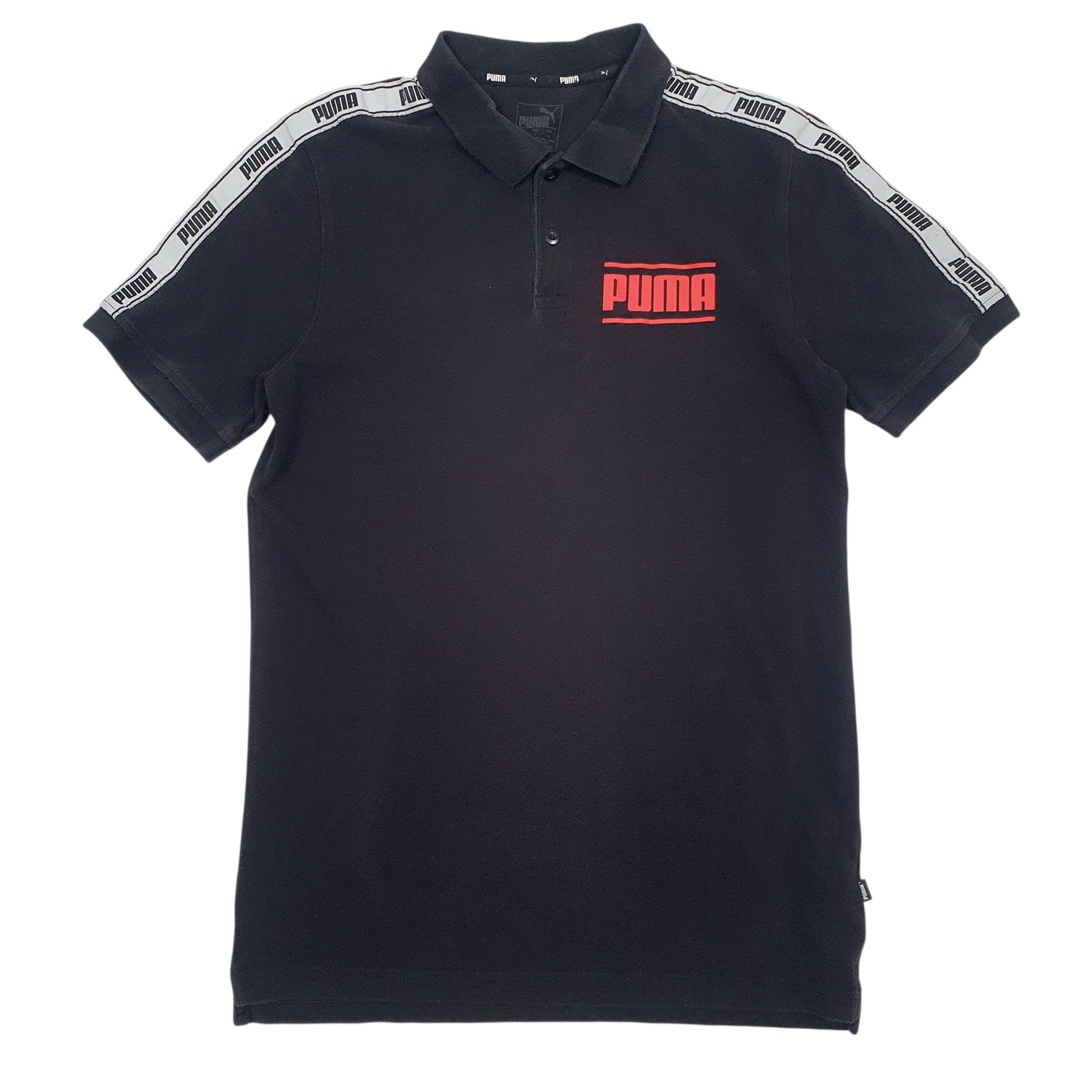 Mens Black Puma  Short Sleeve Polo Shirt