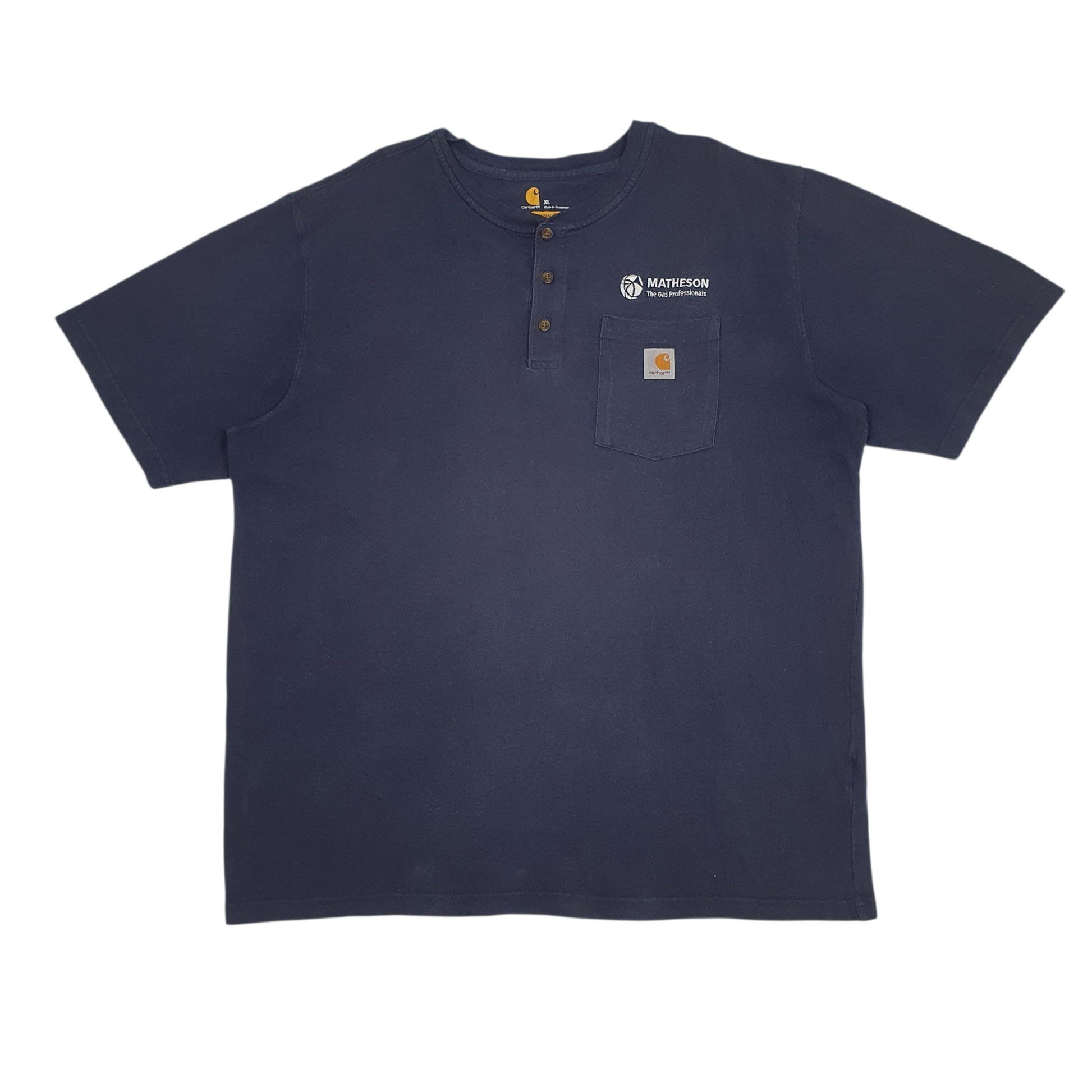 Mens Navy Carhartt Henley Short Sleeve T Shirt