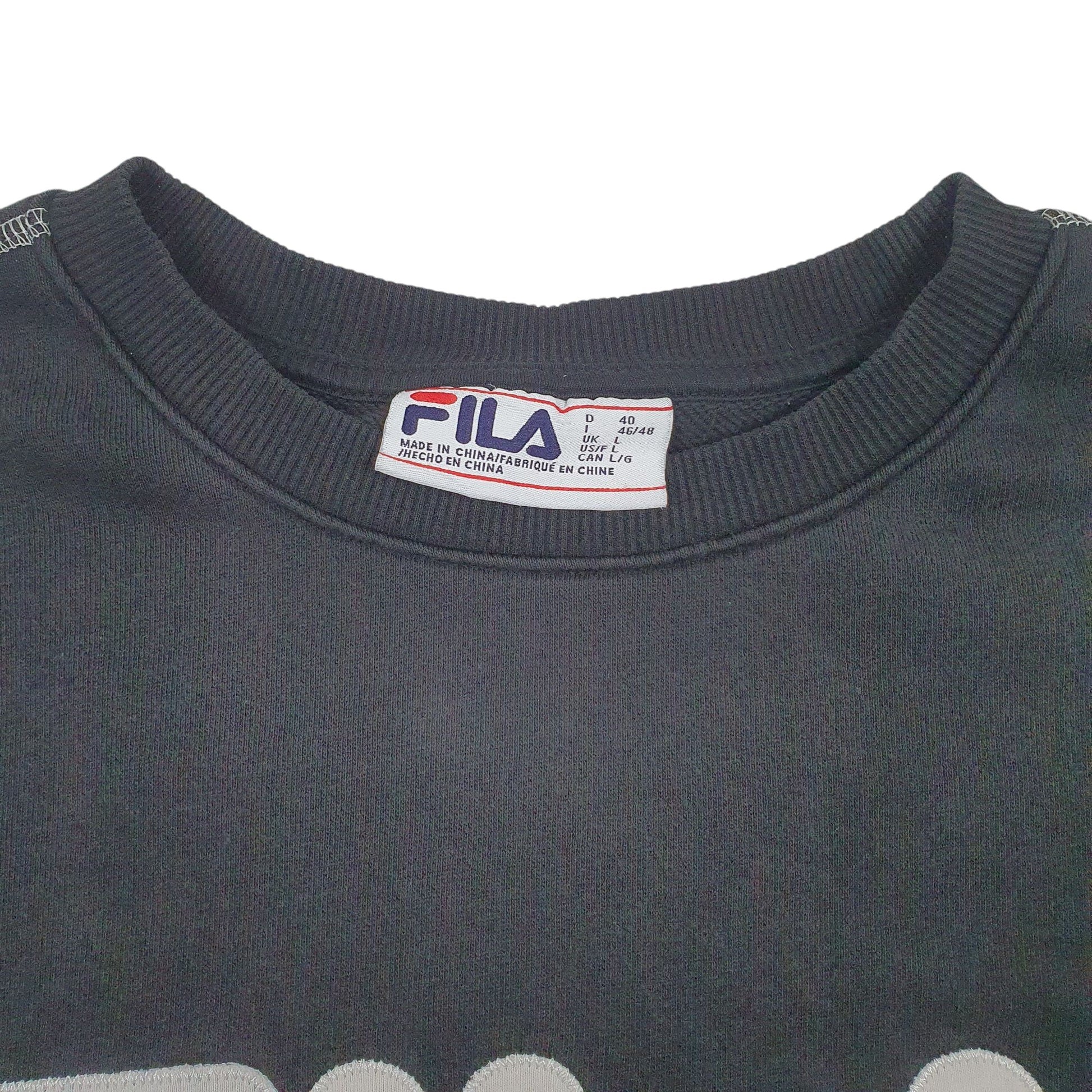 Womens Black Fila Spellout Crewneck Jumper