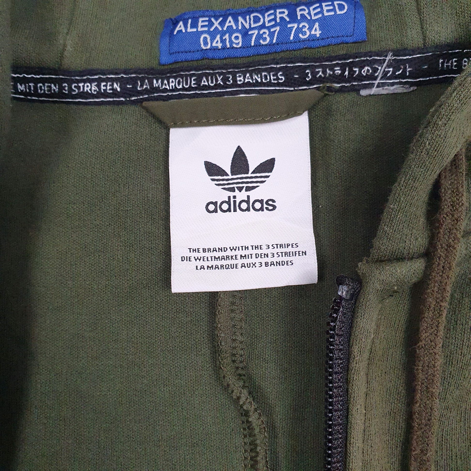 Mens Green Adidas  Full Zip Jumper