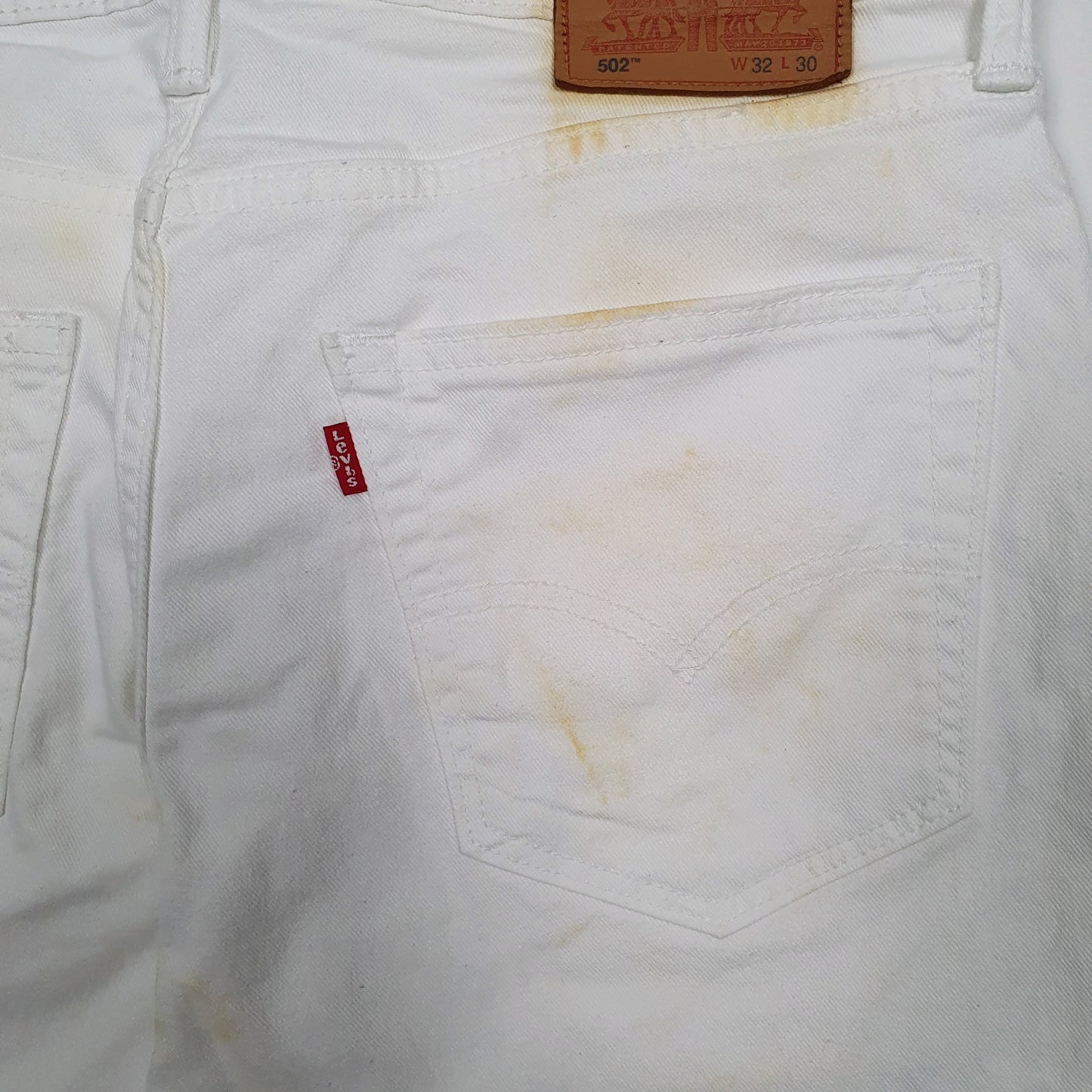 Mens White Levis 502 Ripped Cut Off  Shorts