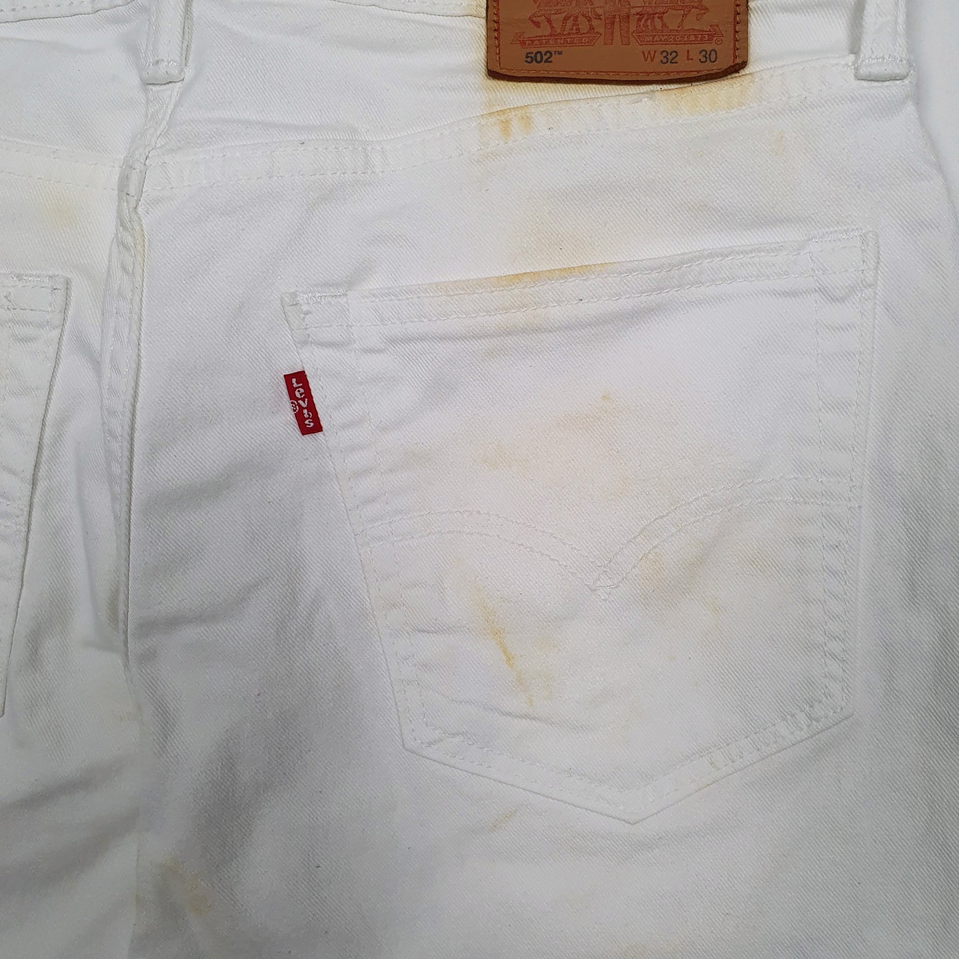 Mens White Levis 502 Ripped Cut Off  Shorts