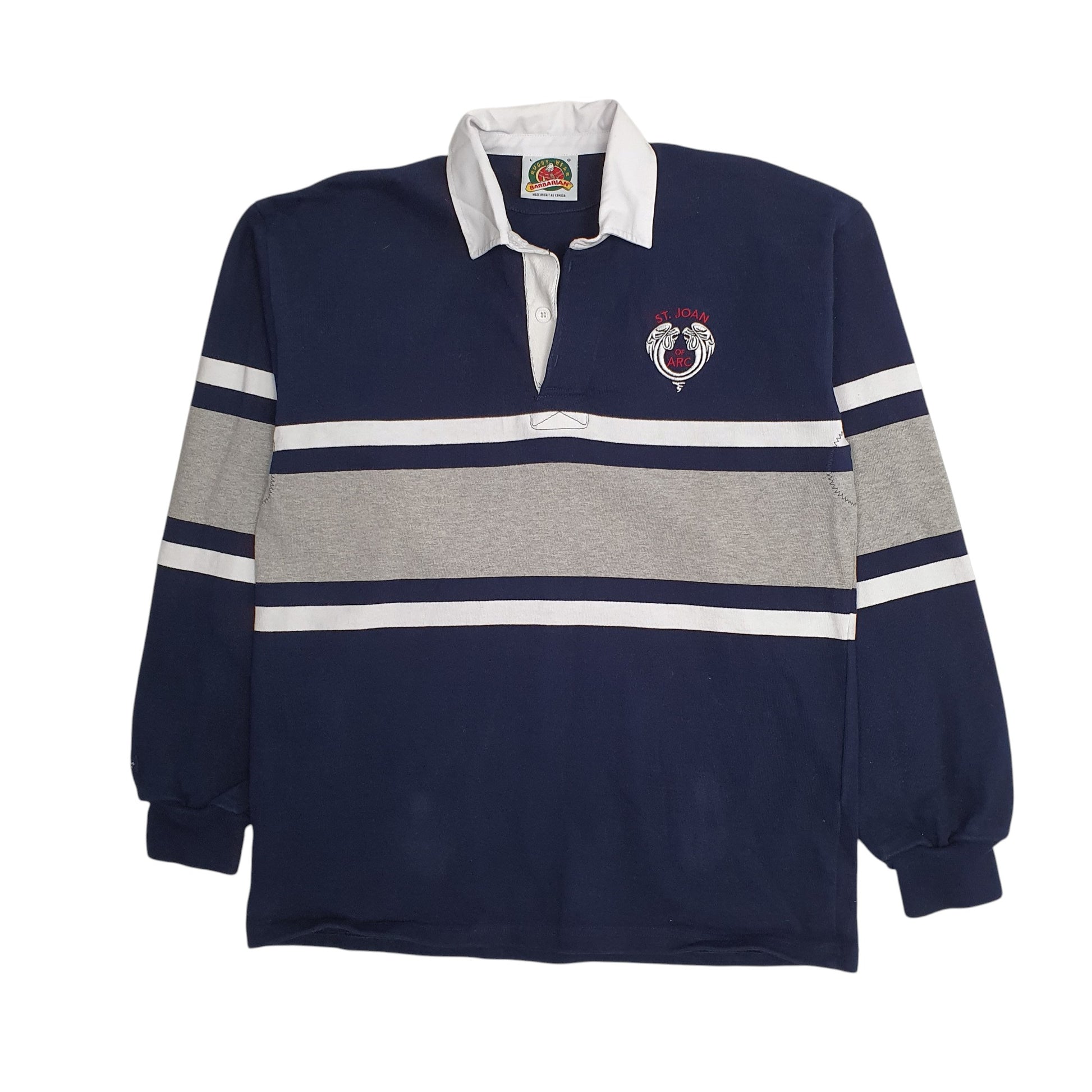 Mens Navy Barbarian Rugby Long Sleeve Polo Shirt