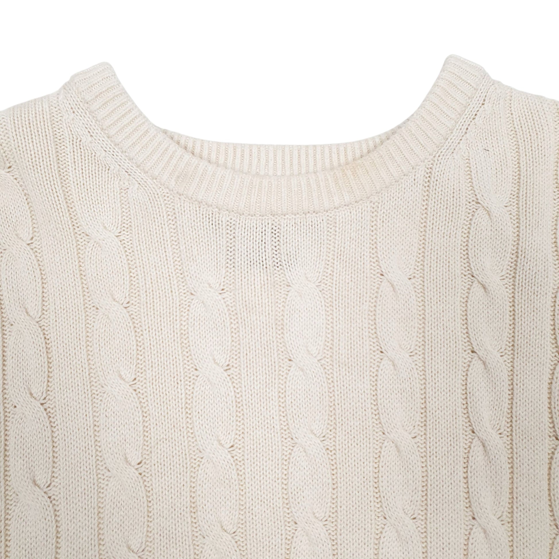 Mens Cream Tommy Hilfiger Cable Knit Crewneck Jumper