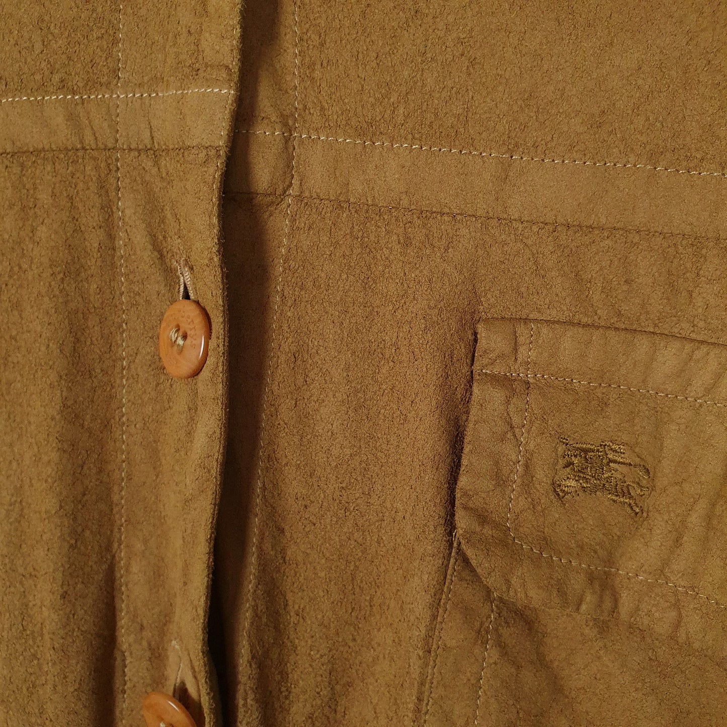 Mens Tan Burberry Vintage 90s Suede  Shirt