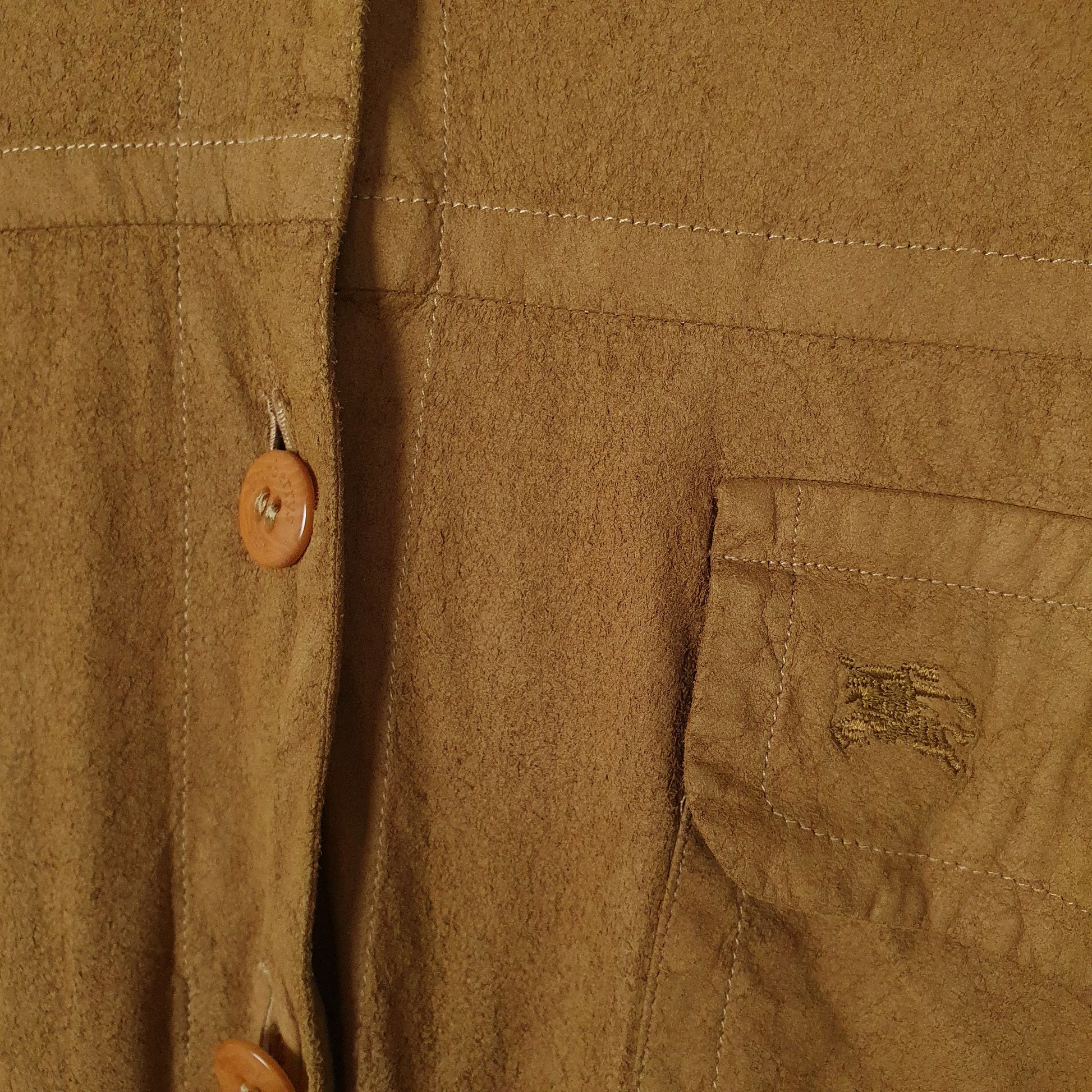 Mens Tan Burberry Vintage 90s Suede  Shirt