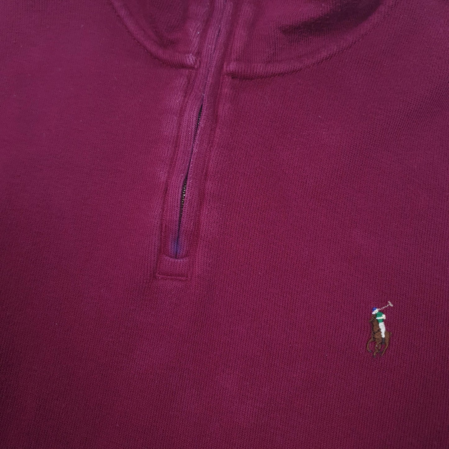 Mens Burgundy Polo Ralph Lauren Estate Rib Quarter Zip Jumper