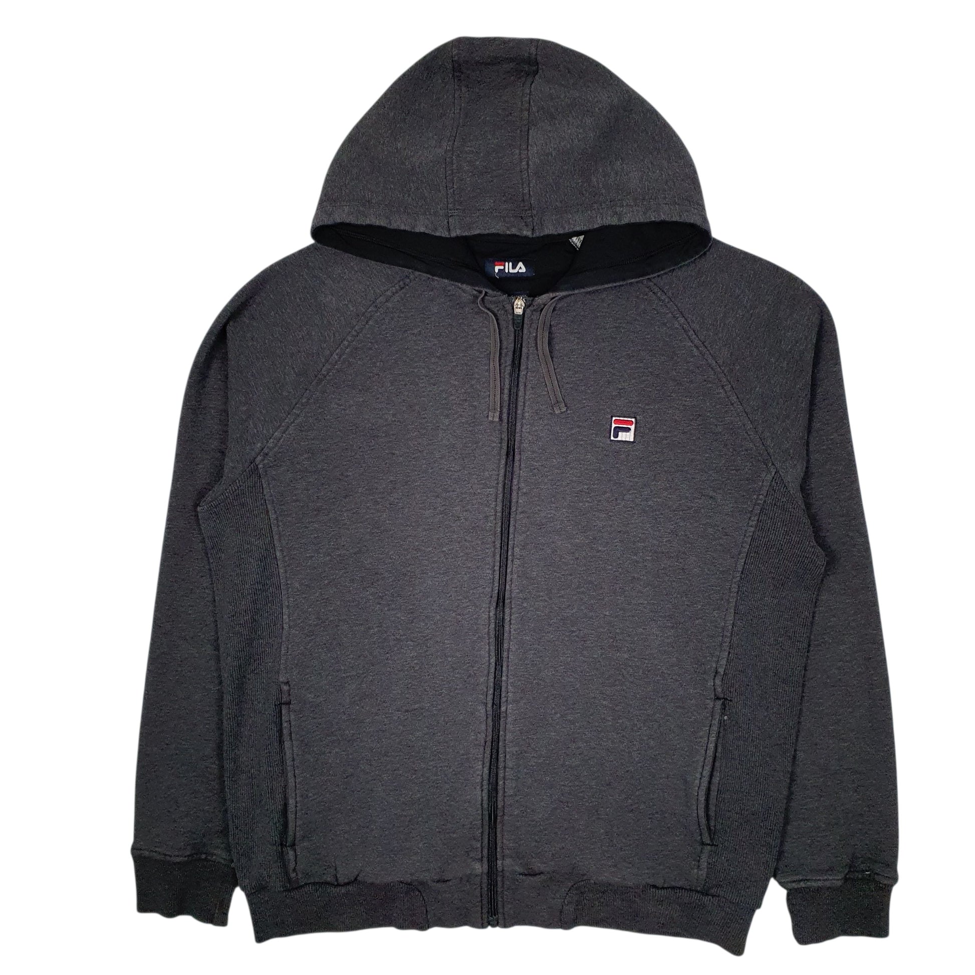 Mens Grey Fila Hoodie Full Zip Jumper
