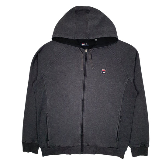 Mens Grey Fila Hoodie Full Zip Jumper
