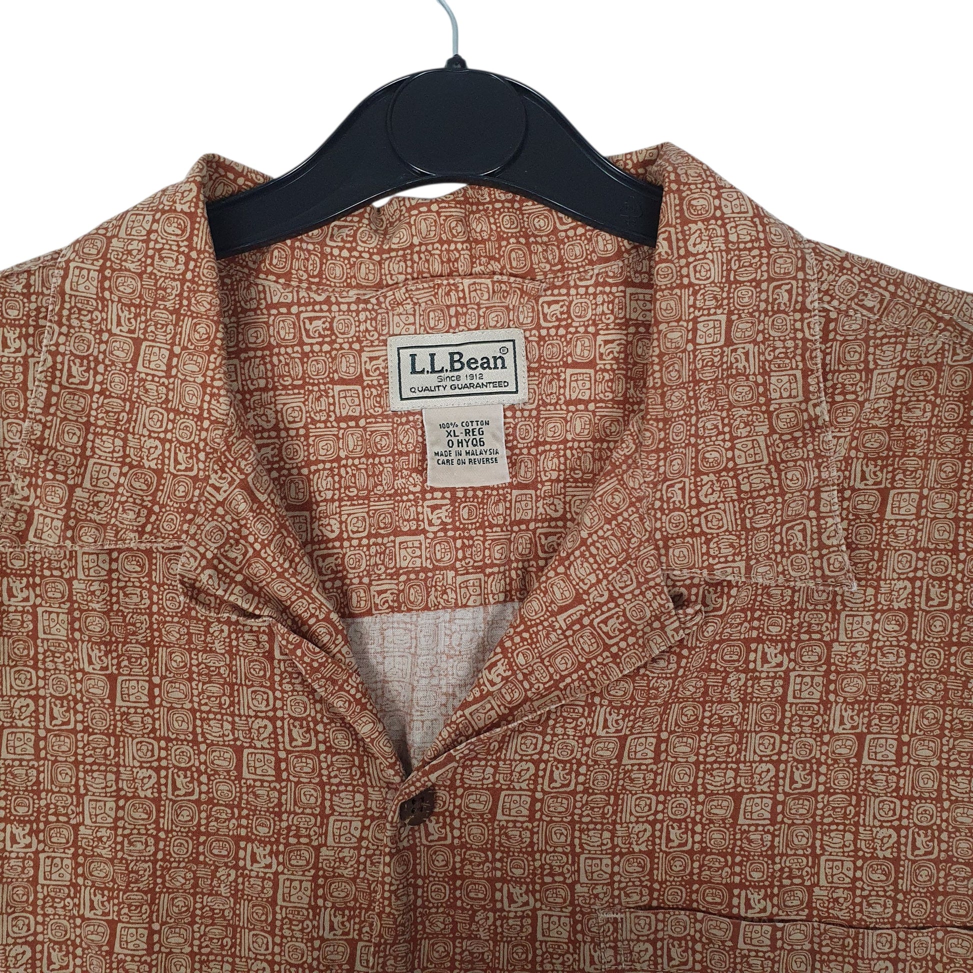 Mens Brown L.L.Bean Paisley  Shirt