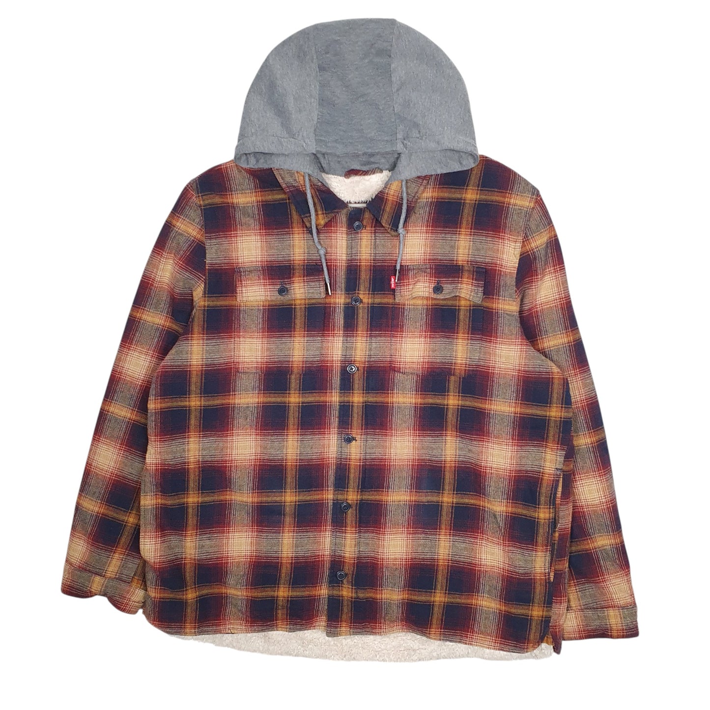 Mens Brown Levis Sherpa Lined Hoodie  Coat