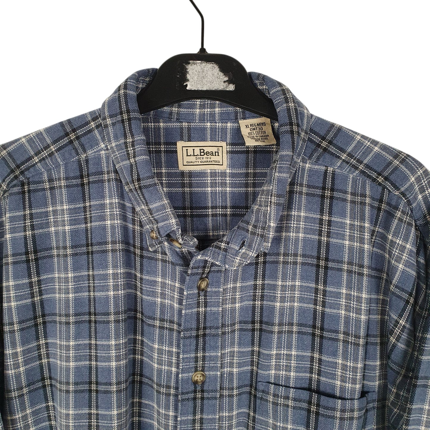 Mens Blue L.L.Bean Thick Flannel Plaid  Shirt