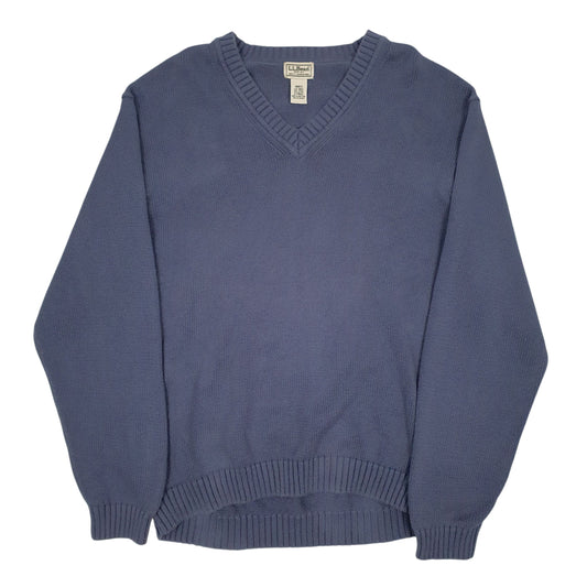 Mens Blue LL Bean Vintage V Neck Jumper