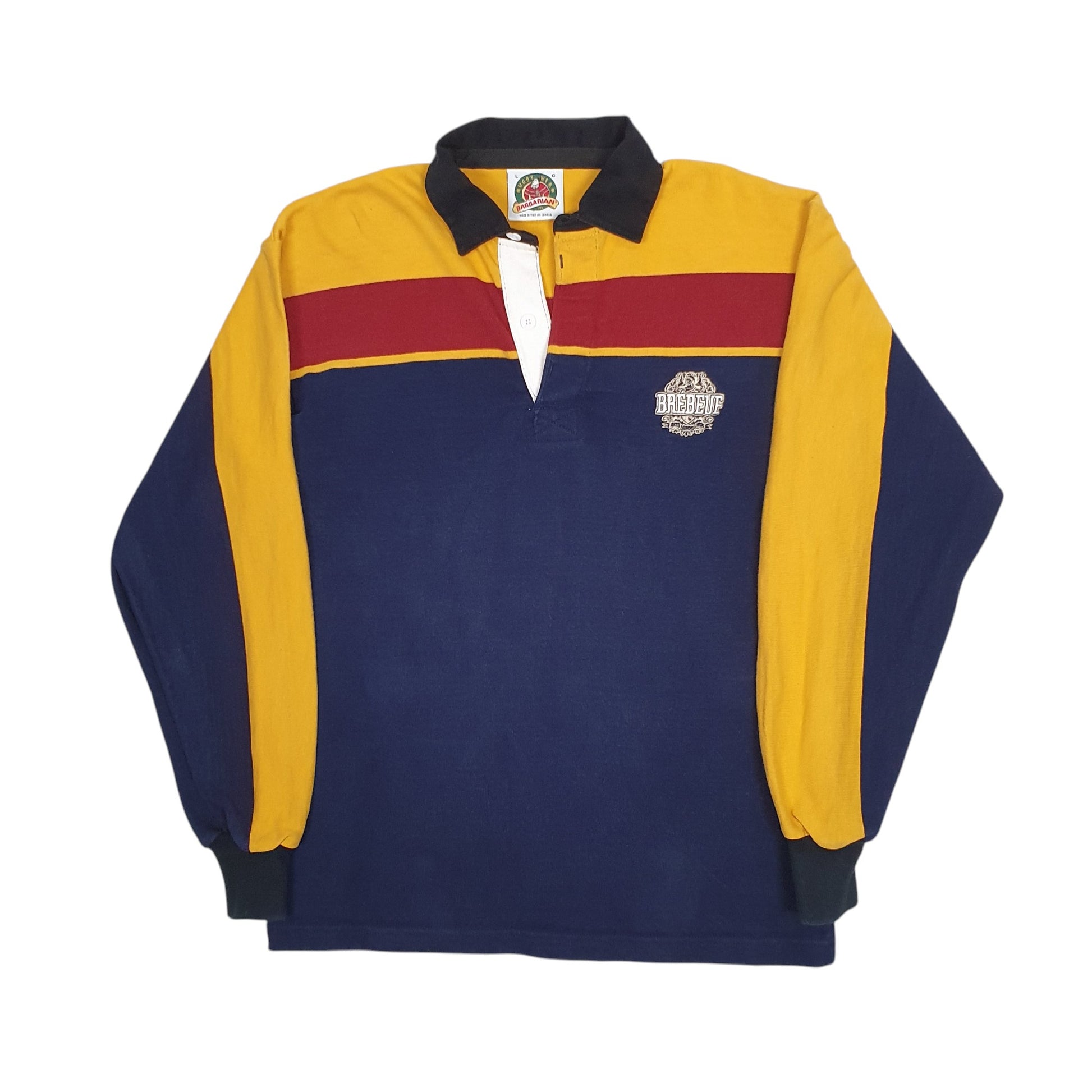 Mens Navy Barbarian Rugby Brebeuf Long Sleeve Polo Shirt