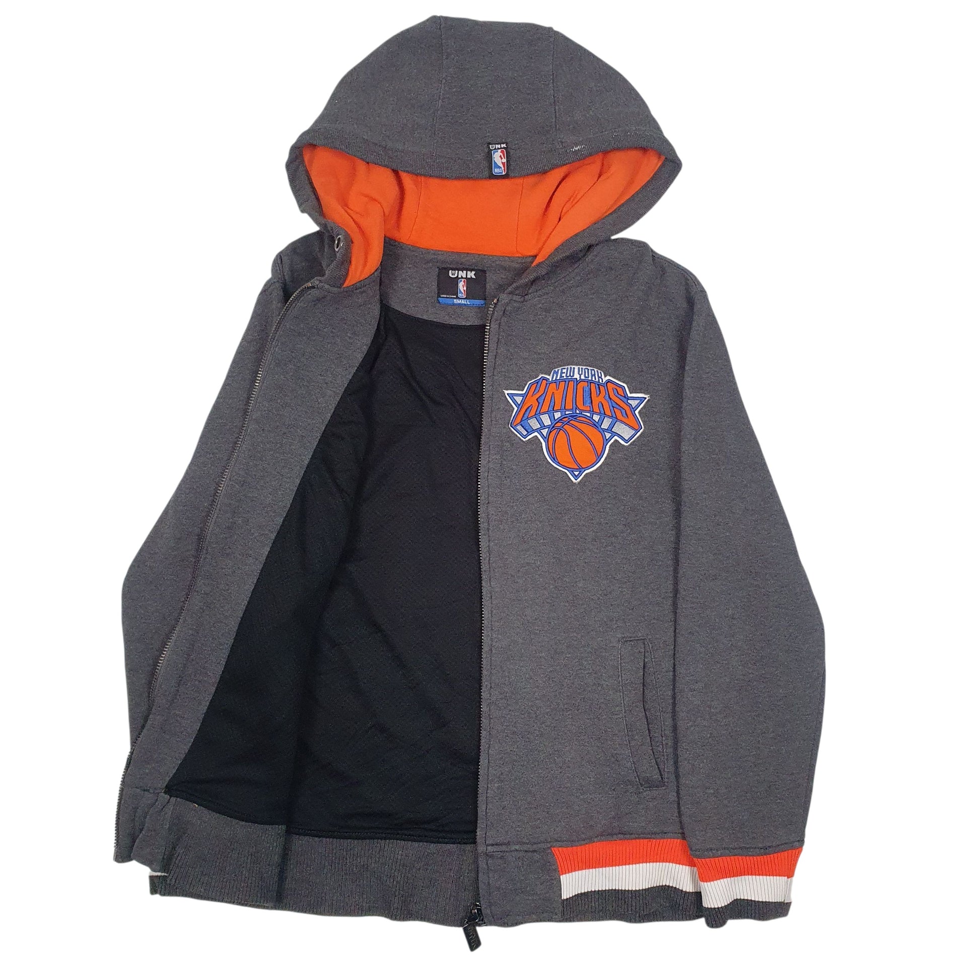 Mens Grey NBA New York Knicks Full Zip Jumper