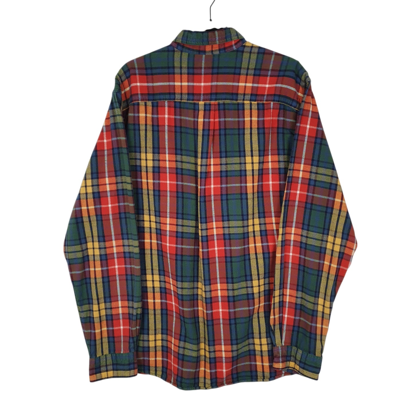 Mens Orange L.L.Bean Thick Flannel Plaid  Shirt