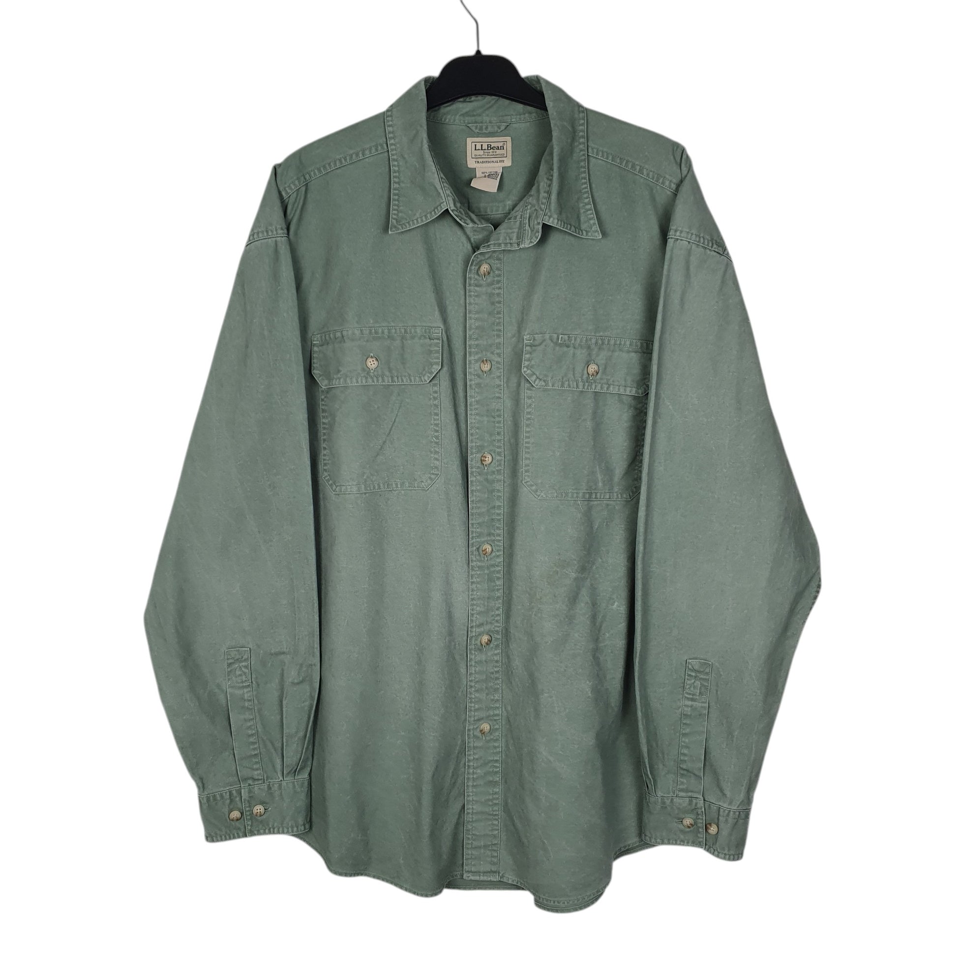 Mens Green L.L.Bean  Long Sleeve Shirt