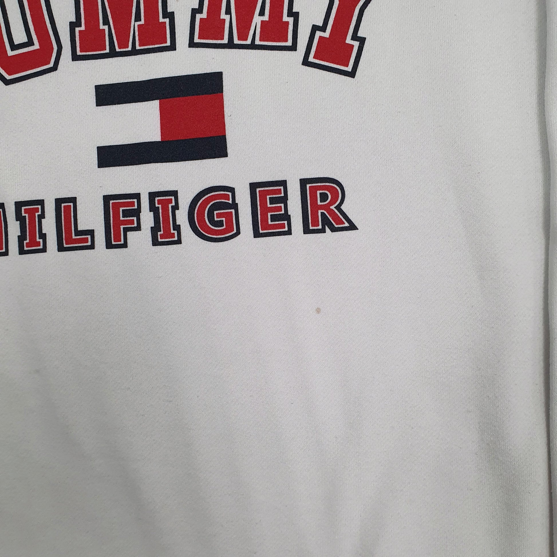 Mens White Tommy Hilfiger Spellout Crewneck Jumper