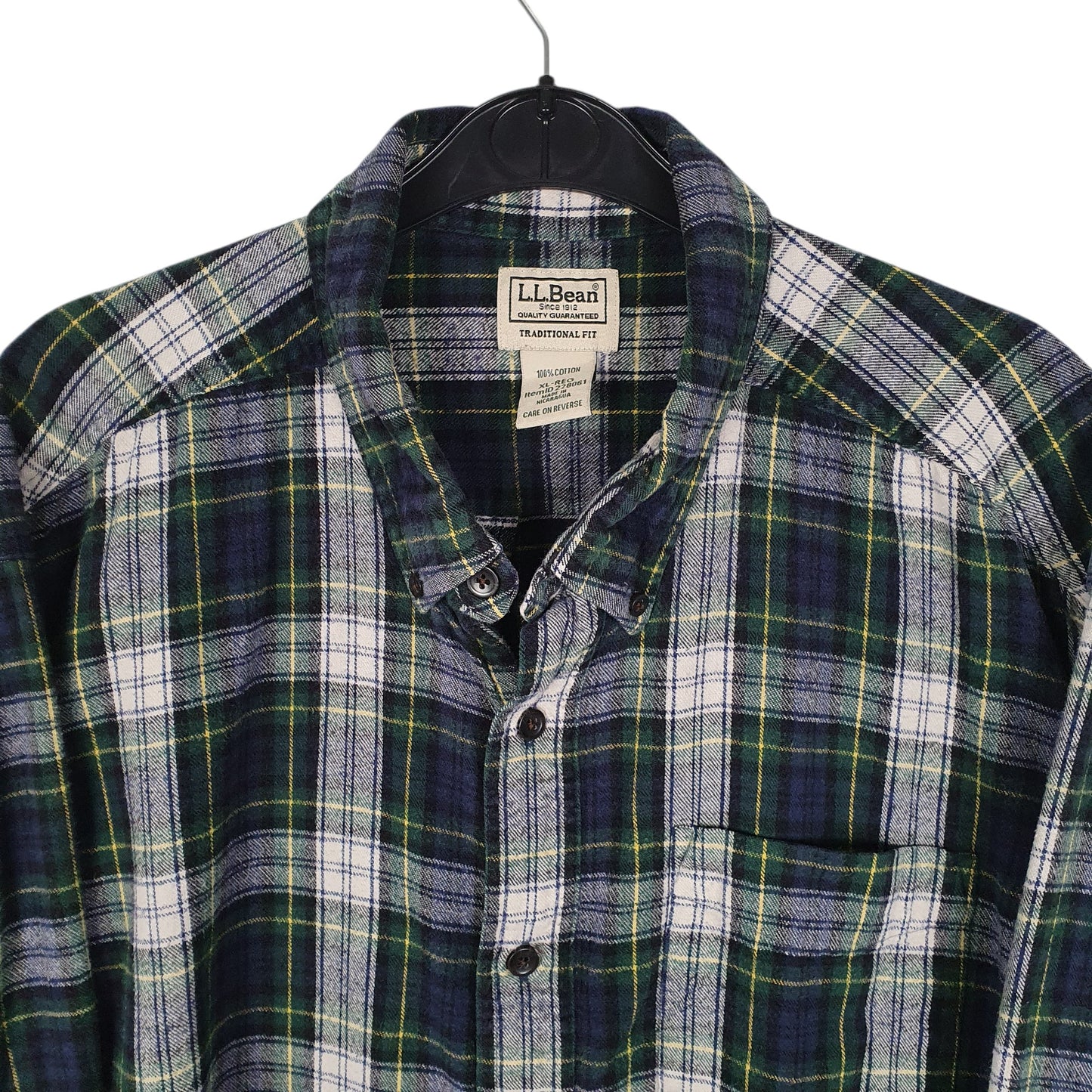 Mens Navy L.L.Bean Thick Flannel Plaid  Shirt