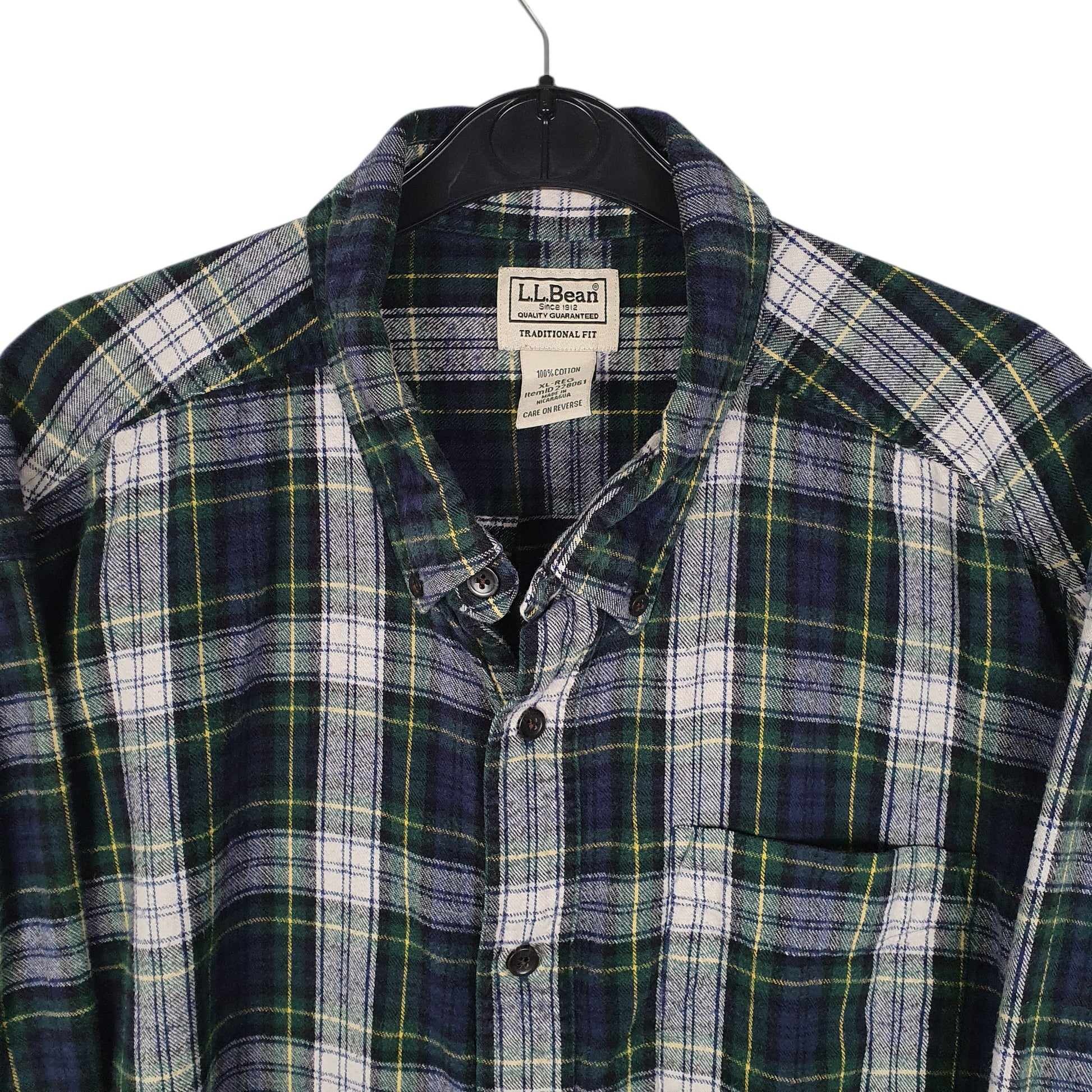 Mens Navy L.L.Bean Thick Flannel Plaid  Shirt