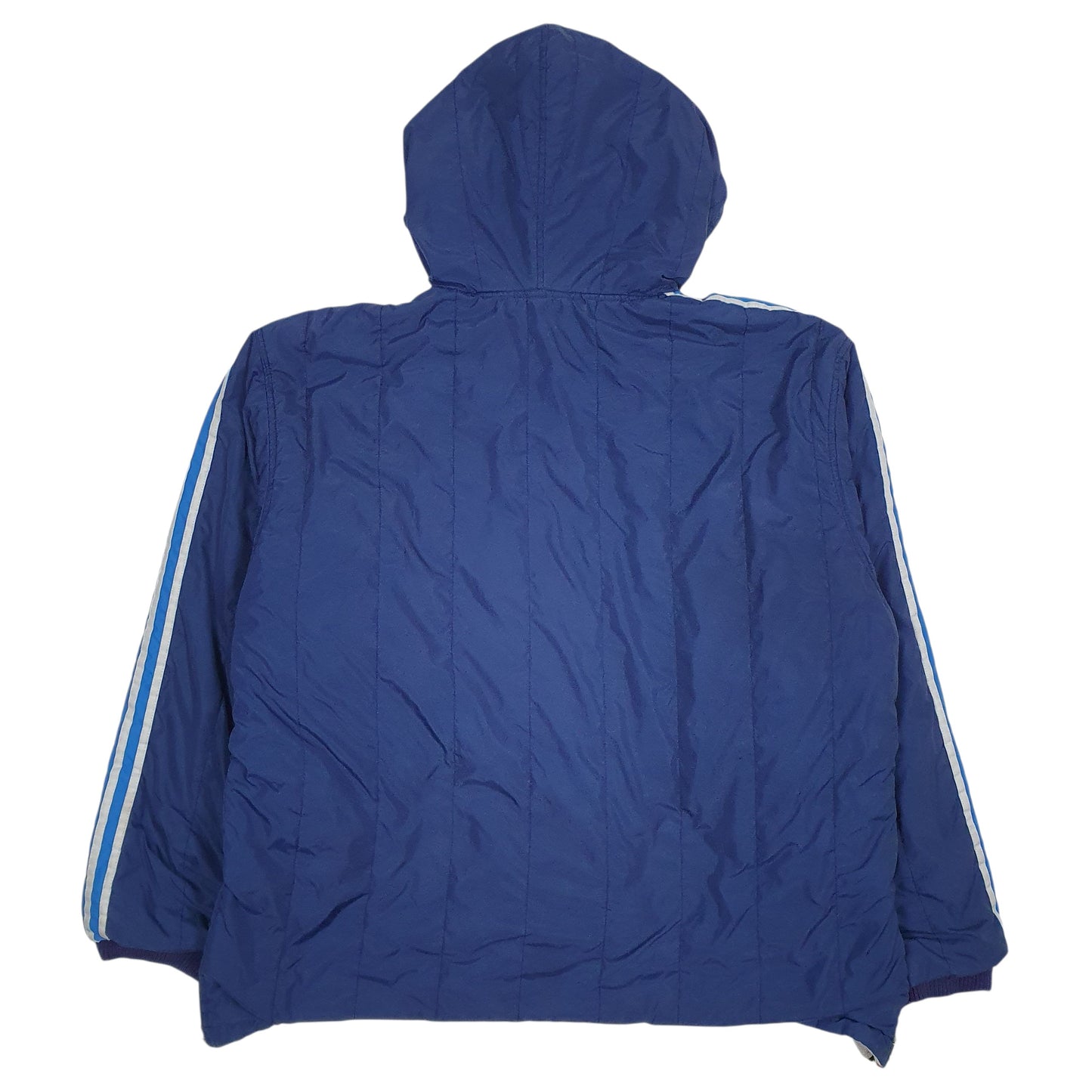 Mens Blue Adidas Vintage 90s Reversible Hoodie Coat