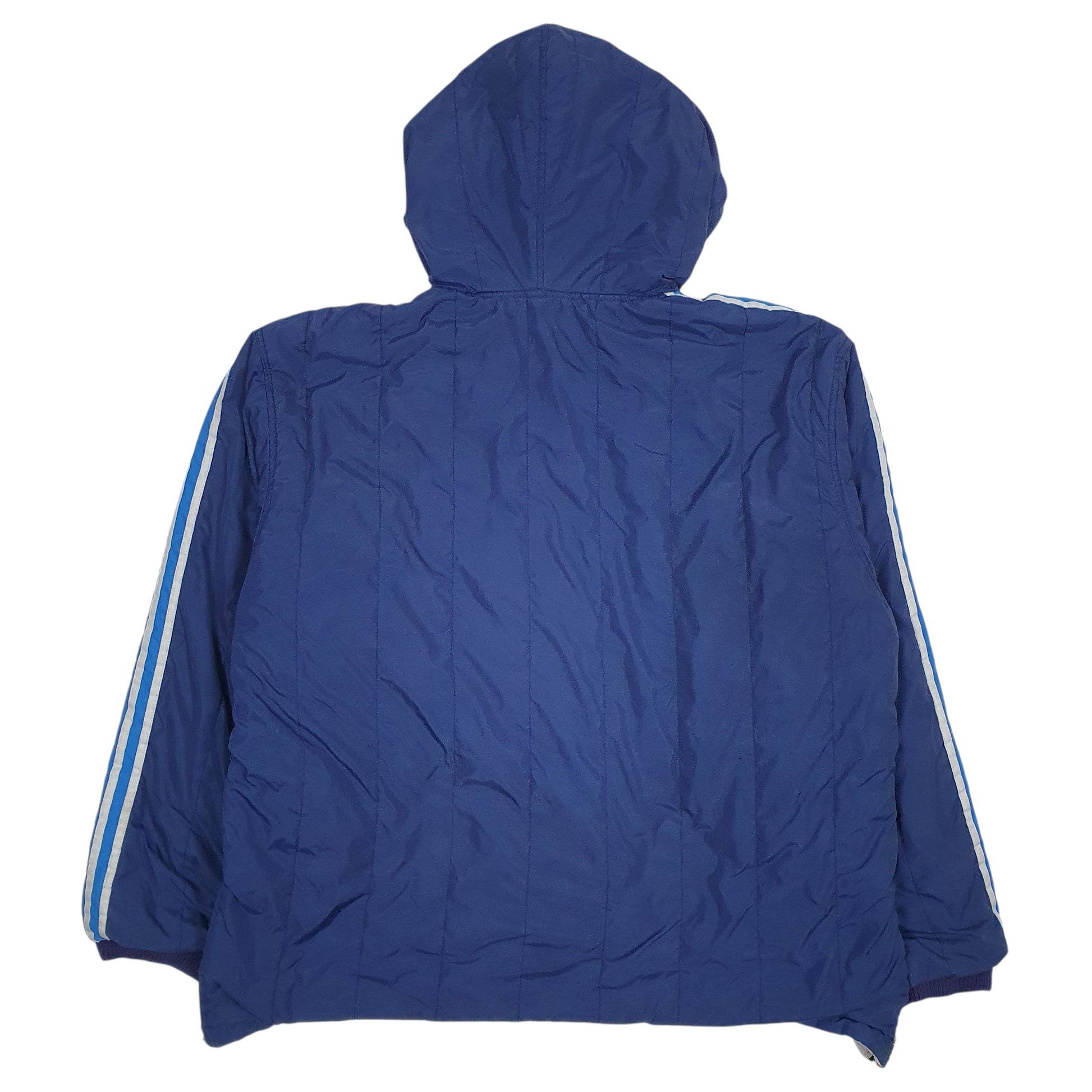 Mens Blue Adidas Vintage 90s Reversible Hoodie Coat