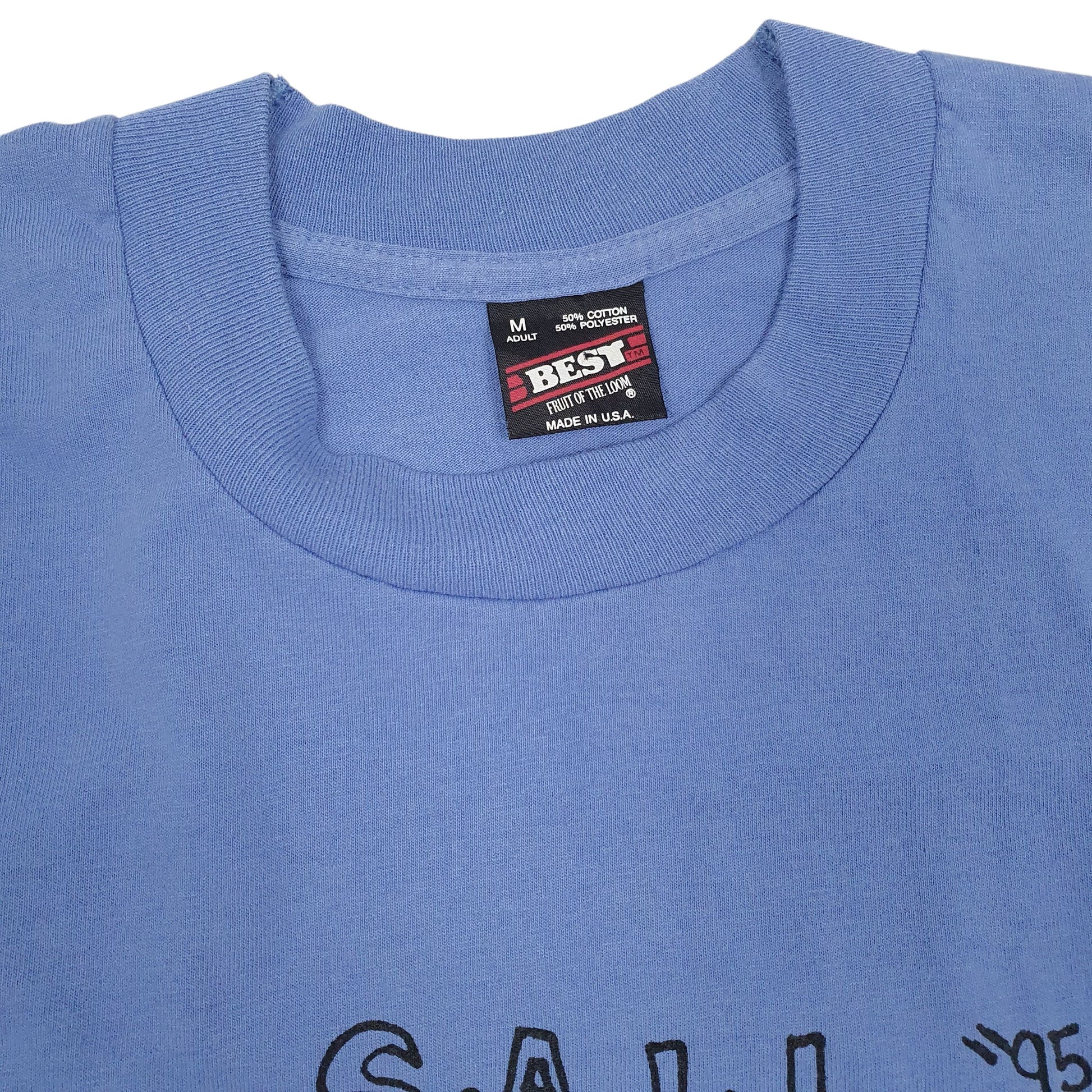 Mens Blue Fruit Of The Loom Single Stitch 90s Made In USA  T Shirt