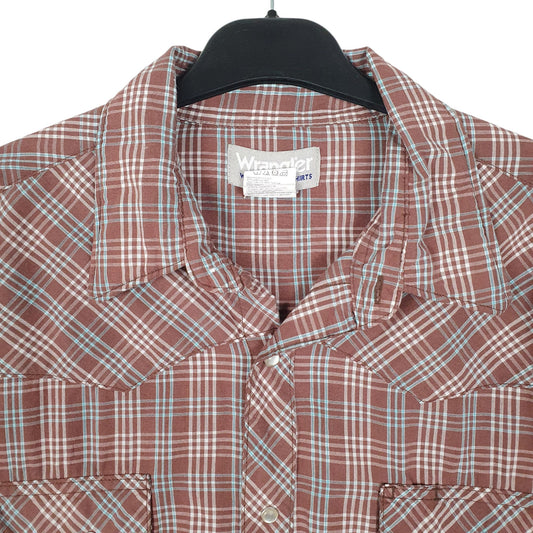 Mens Burgundy Wrangler Wrancher Pearl Snaps  Shirt