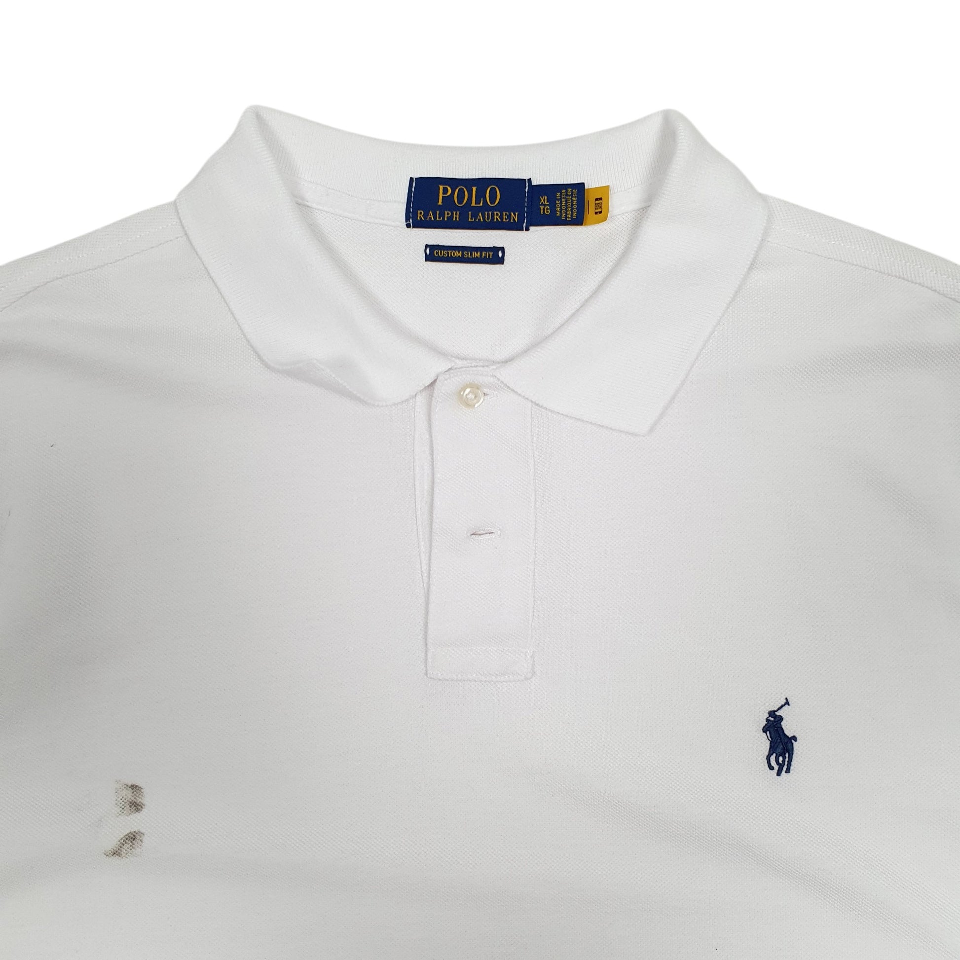 Mens White Polo Ralph Lauren Custom Slim Fit  Polo Shirt