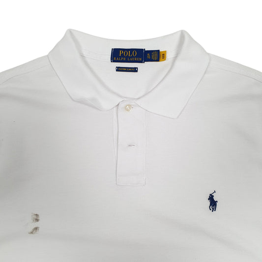 Mens White Polo Ralph Lauren Custom Slim Fit  Polo Shirt