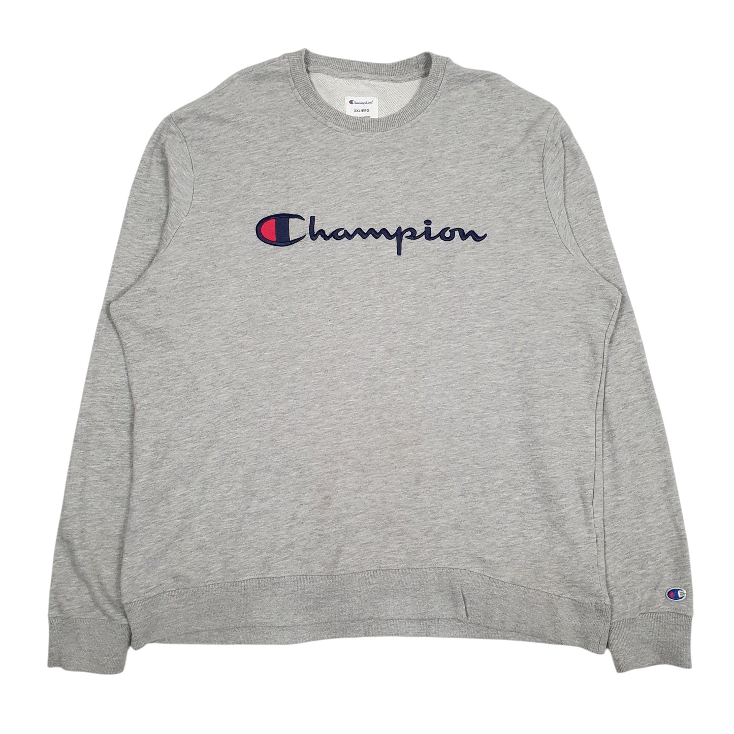 Mens Grey Champion Spellout Crewneck Jumper