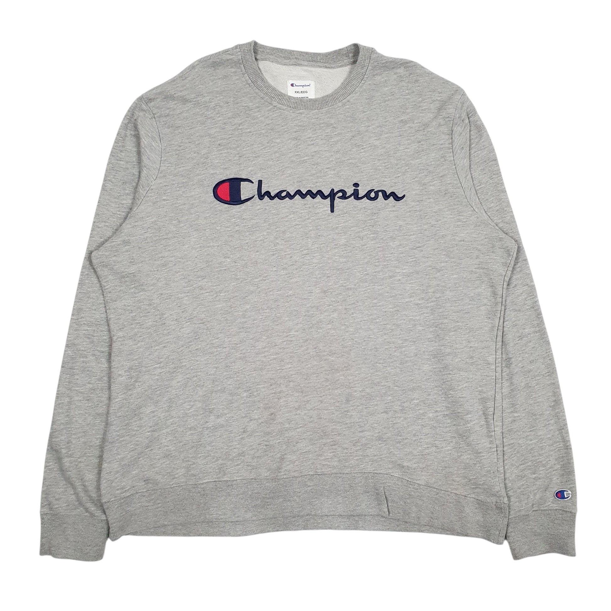 Mens Grey Champion Spellout Crewneck Jumper