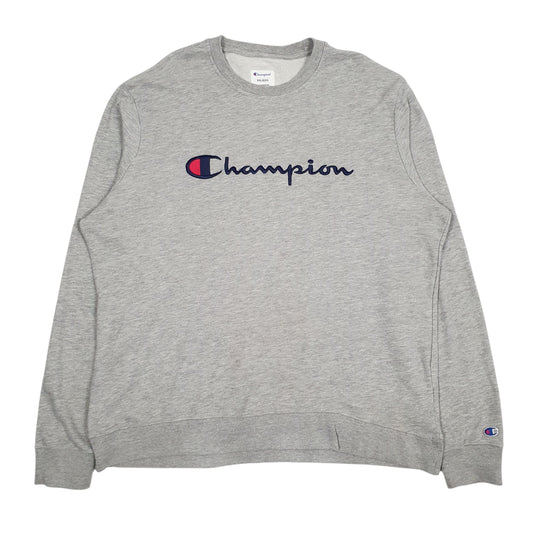 Mens Grey Champion Spellout Crewneck Jumper