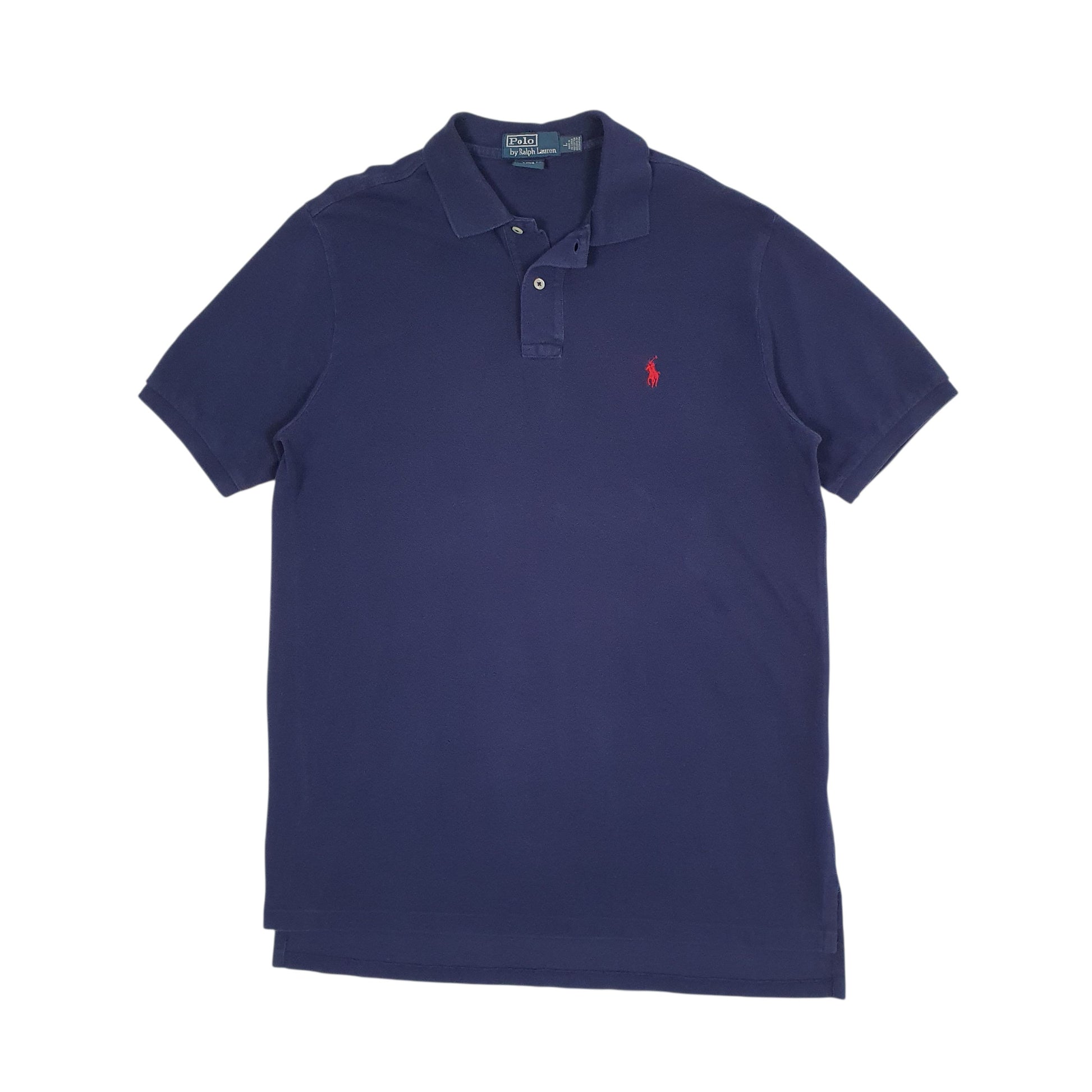 Mens Navy Polo Ralph Lauren Custom Fit Long Short Sleeve Polo Shirt