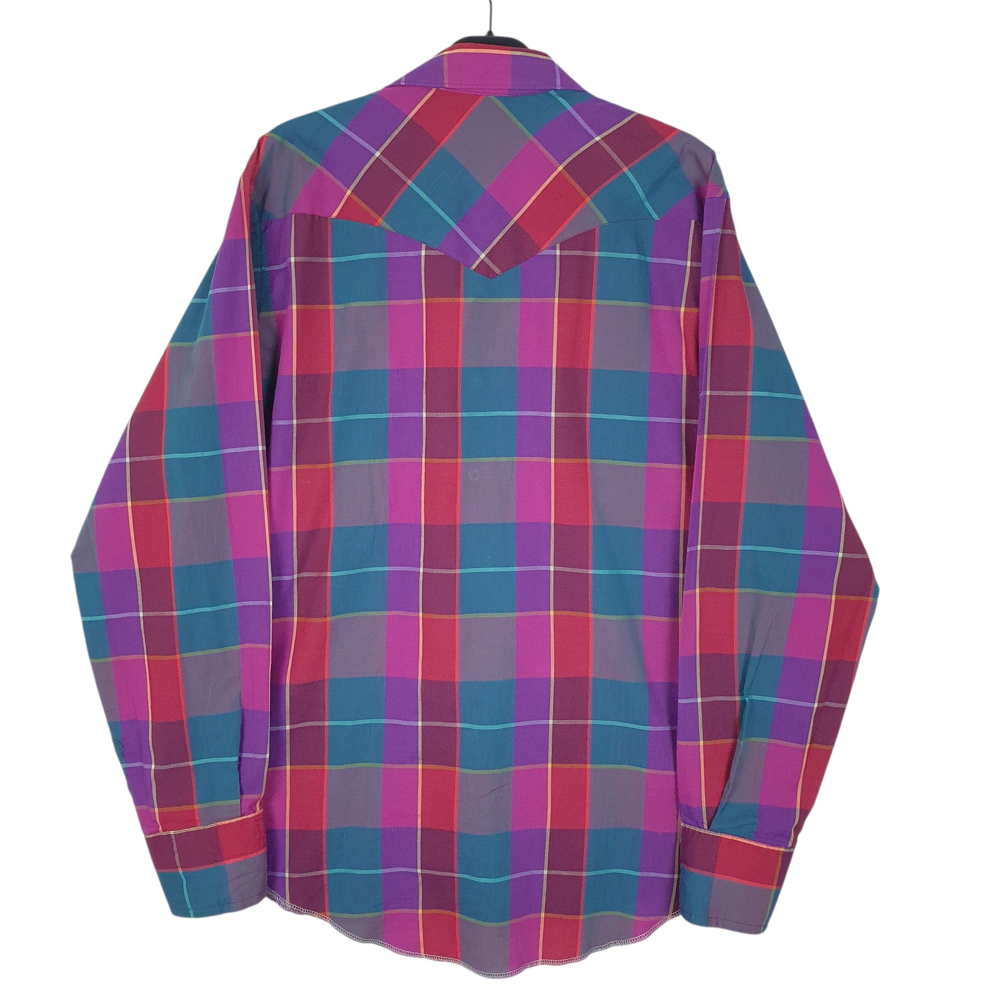 Mens Blue Wrangler Vintage 90s Pearl Snap Made In USA  Shirt