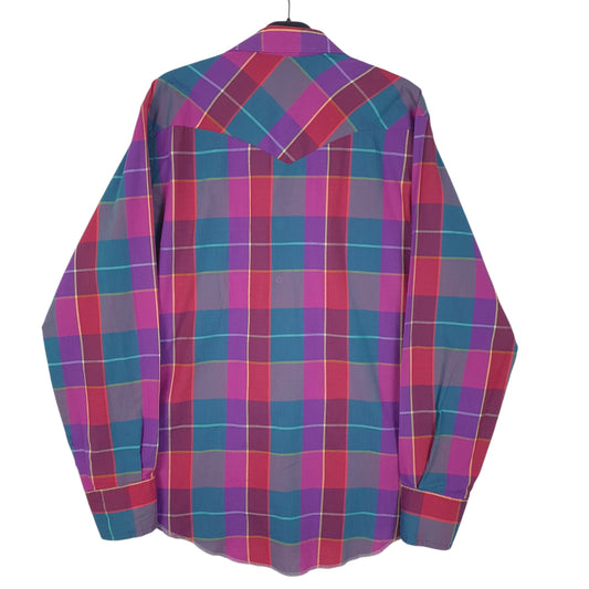 Mens Blue Wrangler Vintage 90s Pearl Snap Made In USA  Shirt