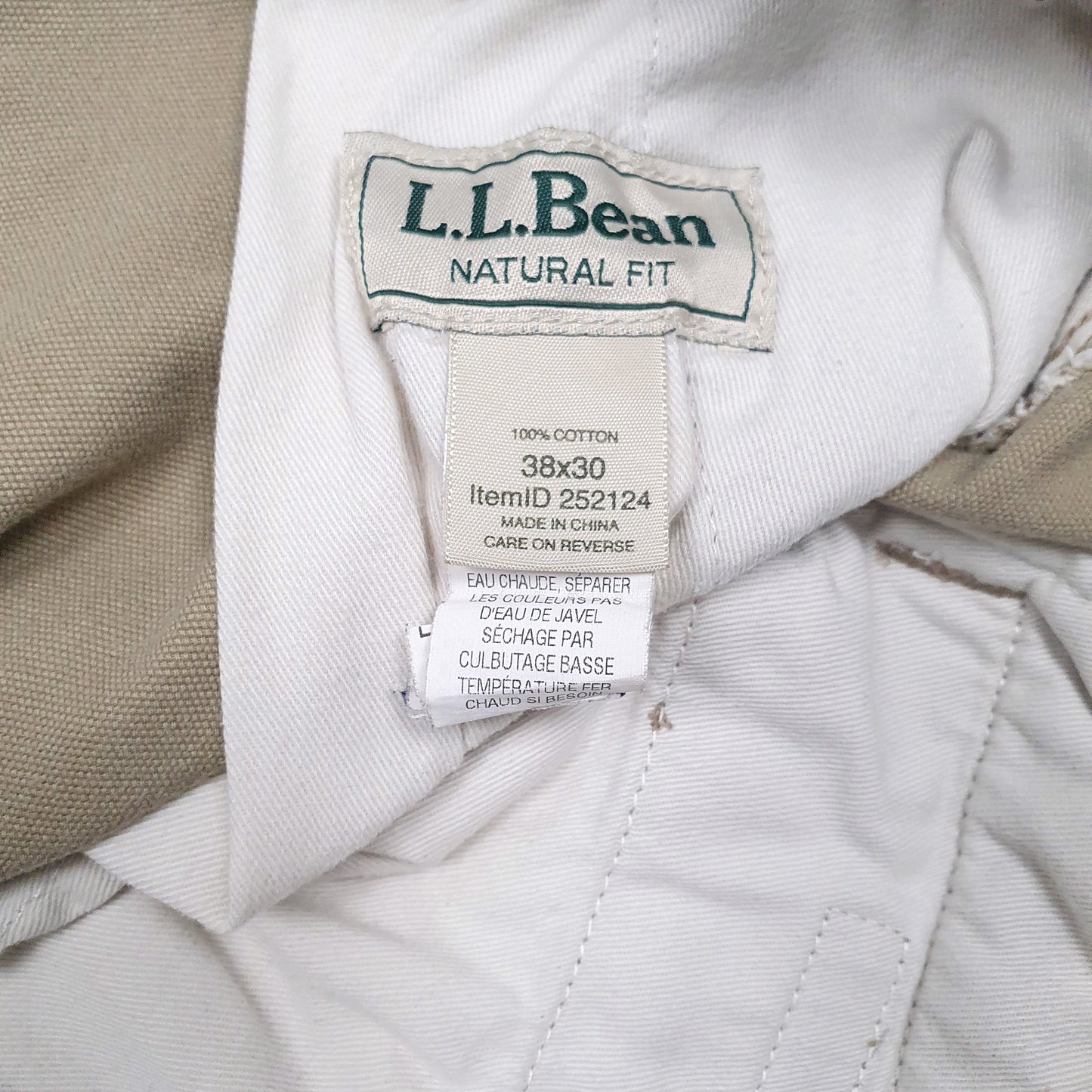 Mens Beige LL Bean Natural Fit  Trousers