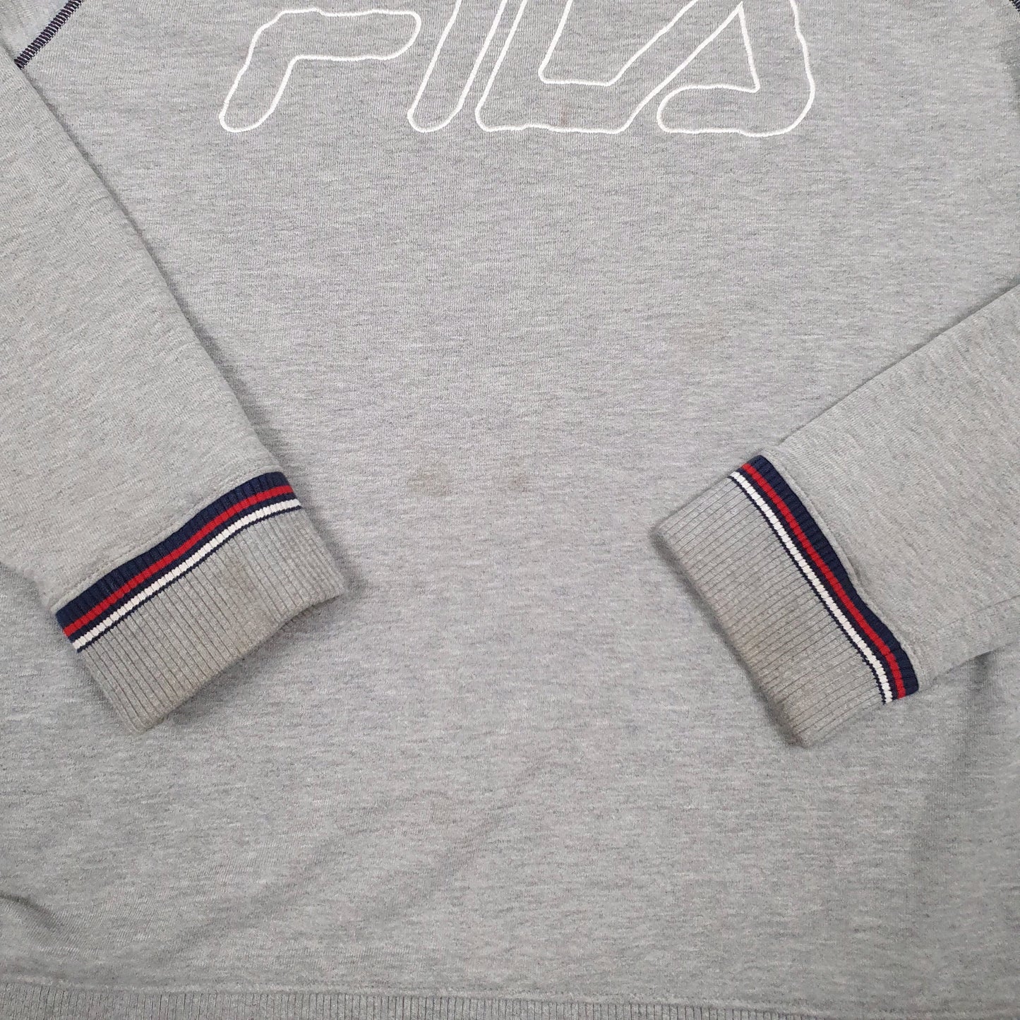 Mens Grey Fila Spellout Crewneck Jumper