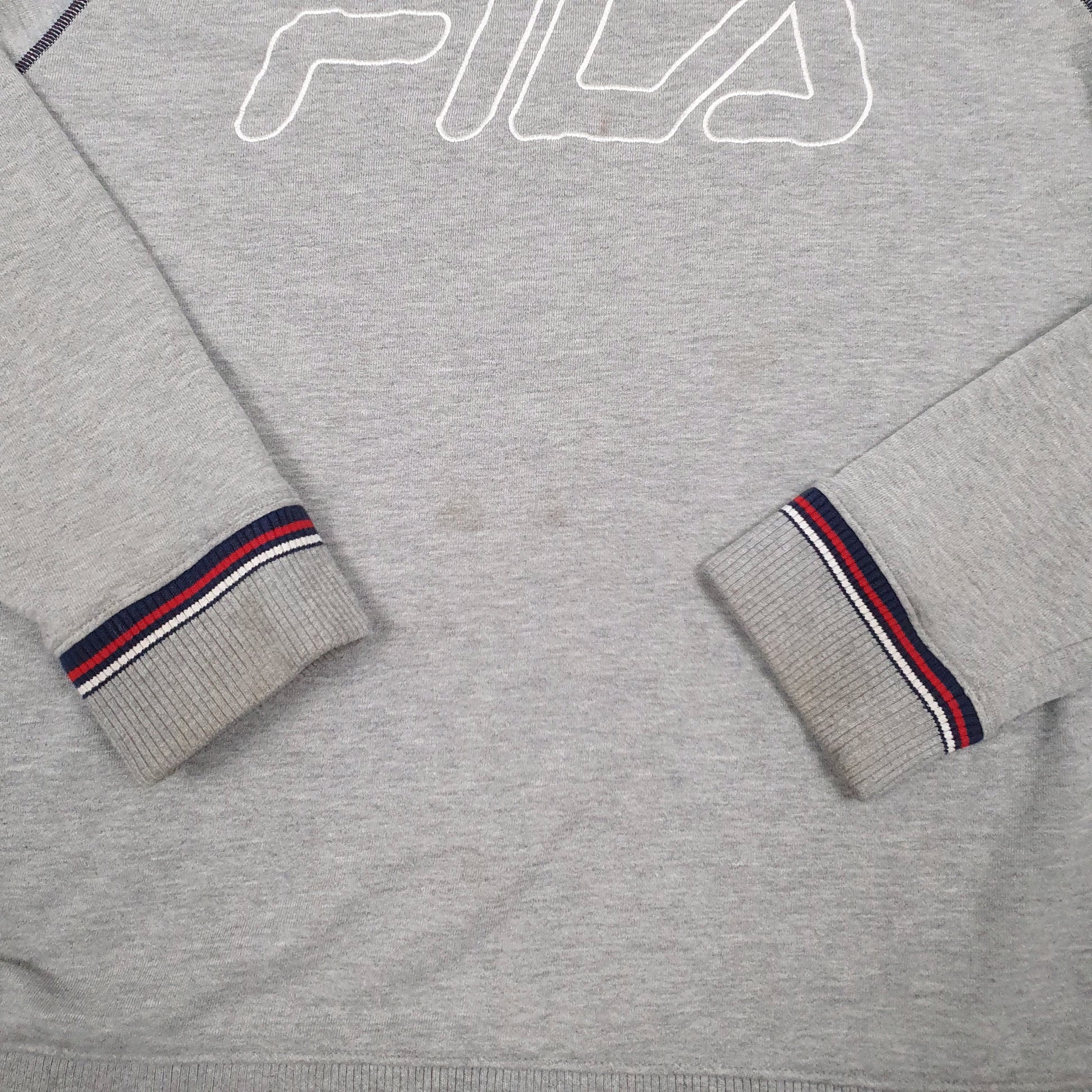 Mens Grey Fila Spellout Crewneck Jumper