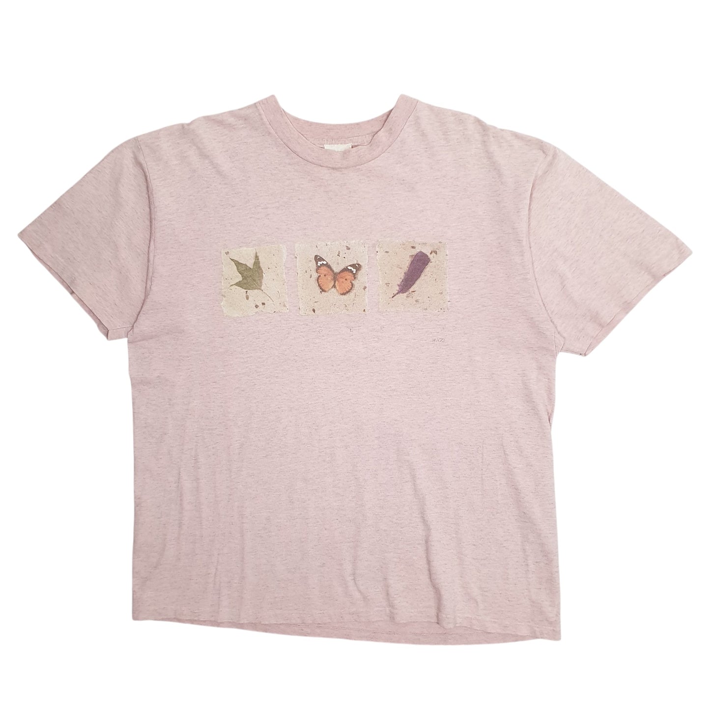 Mens Pink Maze Nature Butterfly Vintage 00s Short Sleeve T Shirt