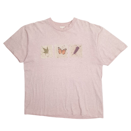 Mens Pink Maze Nature Butterfly Vintage 00s Short Sleeve T Shirt