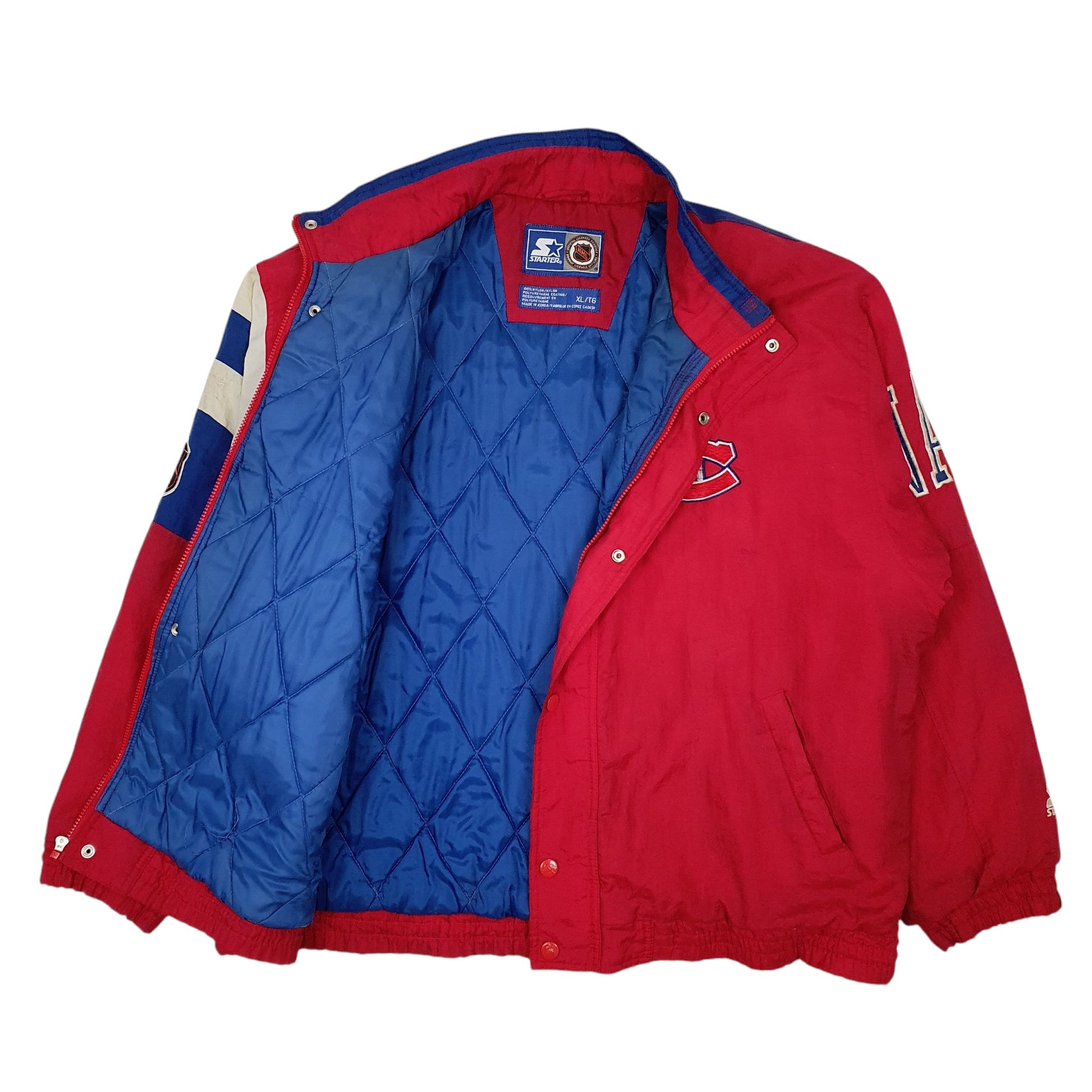 Mens Red Starter Vintage 90s NHL Montreal Canadiens Hoodie Coat