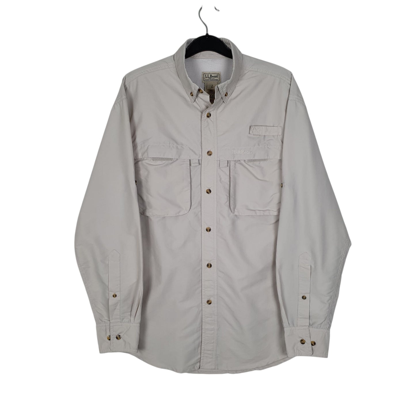 Mens Grey L.L.Bean Hiking Walking Long Sleeve Shirt